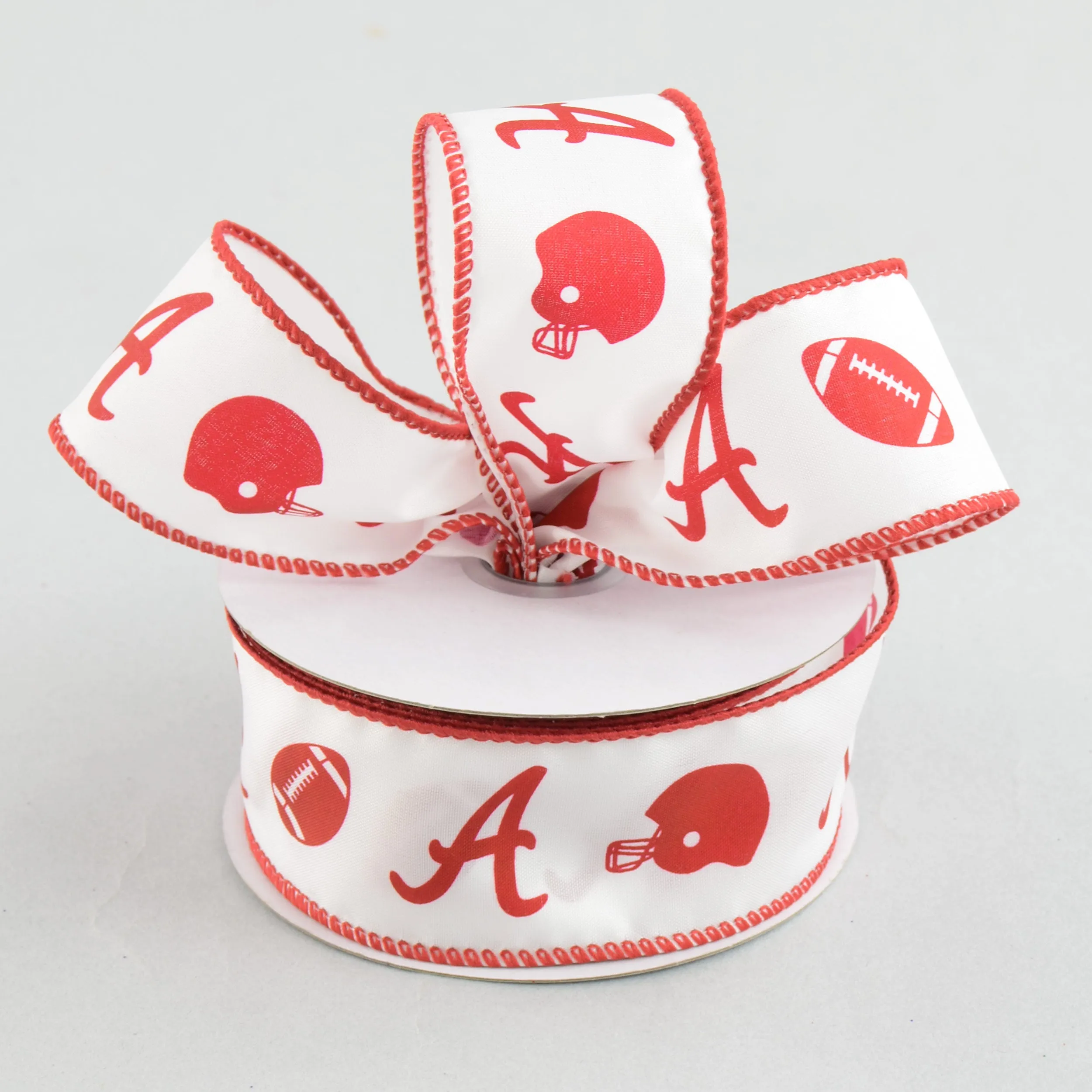1.5" Football Helmet Crimson A Ribbon (10 Yards)