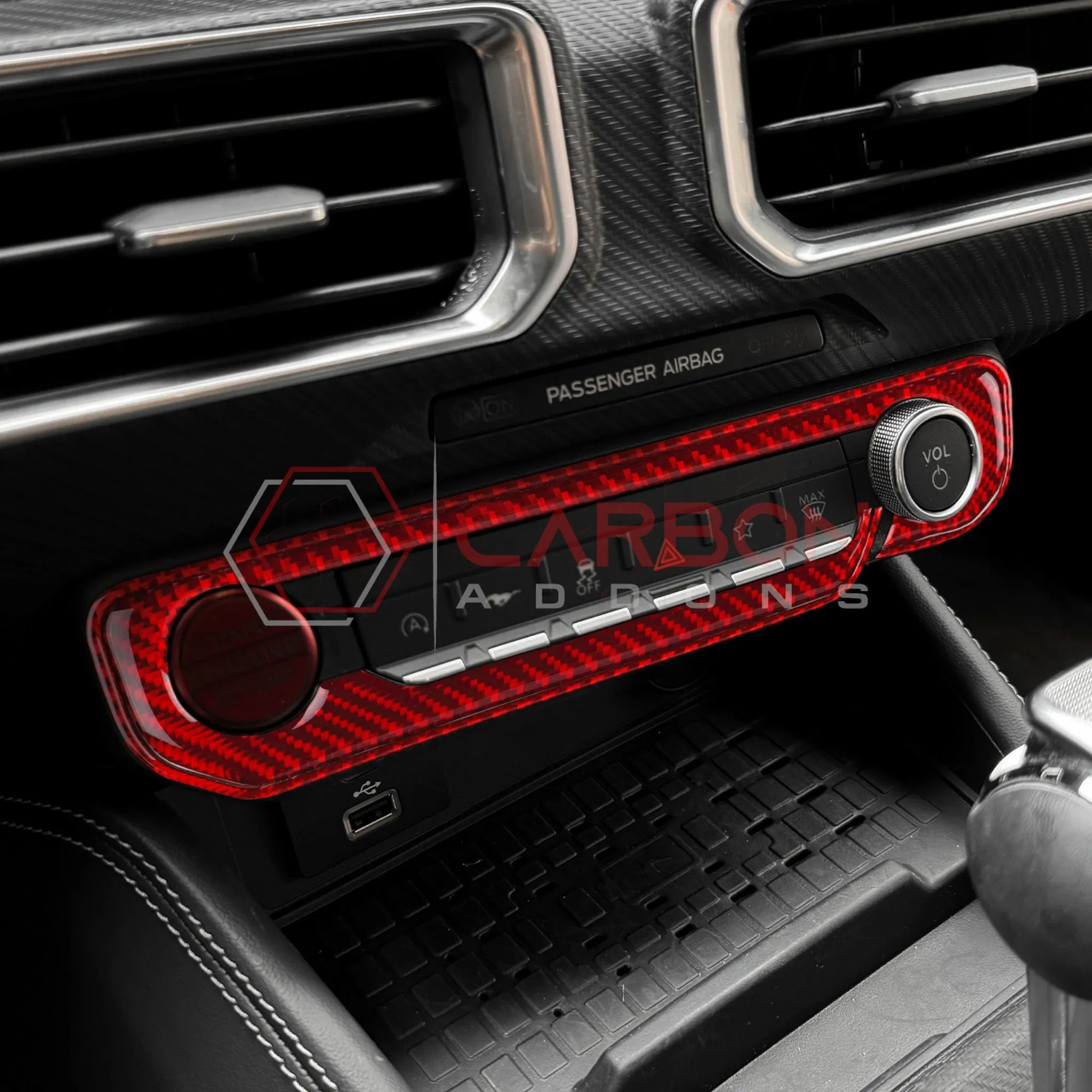 2024  S650 Ford Mustang Real Carbon Fiber Start and Control Button Trim Overlay