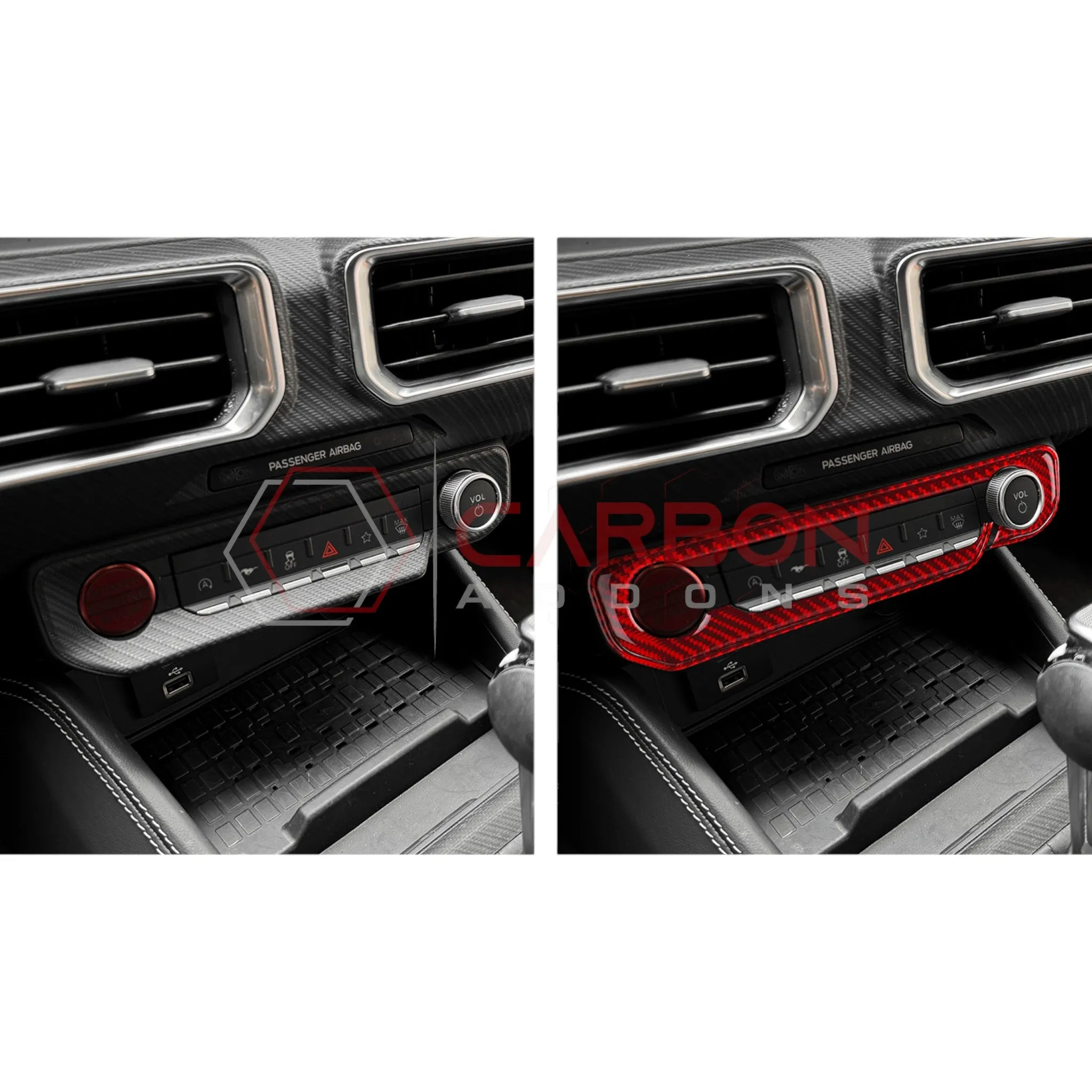 2024  S650 Ford Mustang Real Carbon Fiber Start and Control Button Trim Overlay