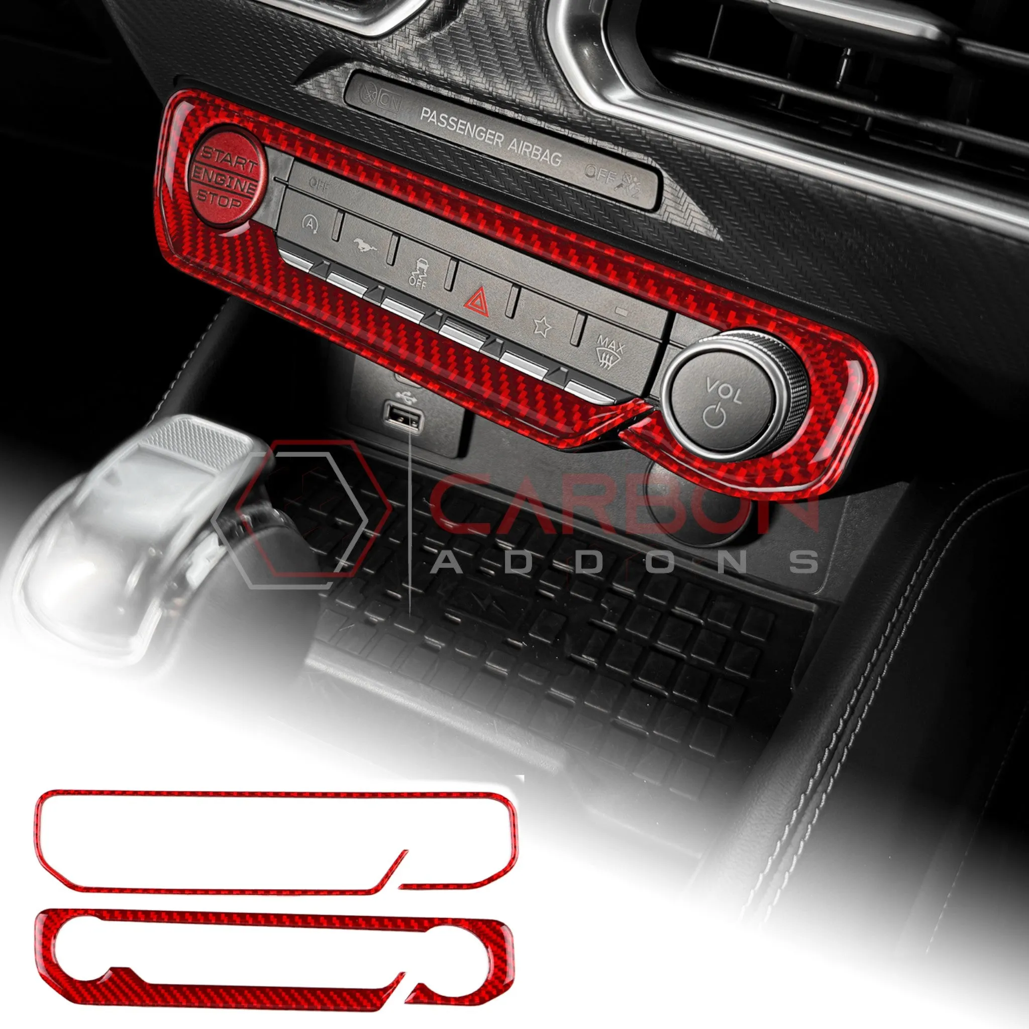 2024  S650 Ford Mustang Real Carbon Fiber Start and Control Button Trim Overlay