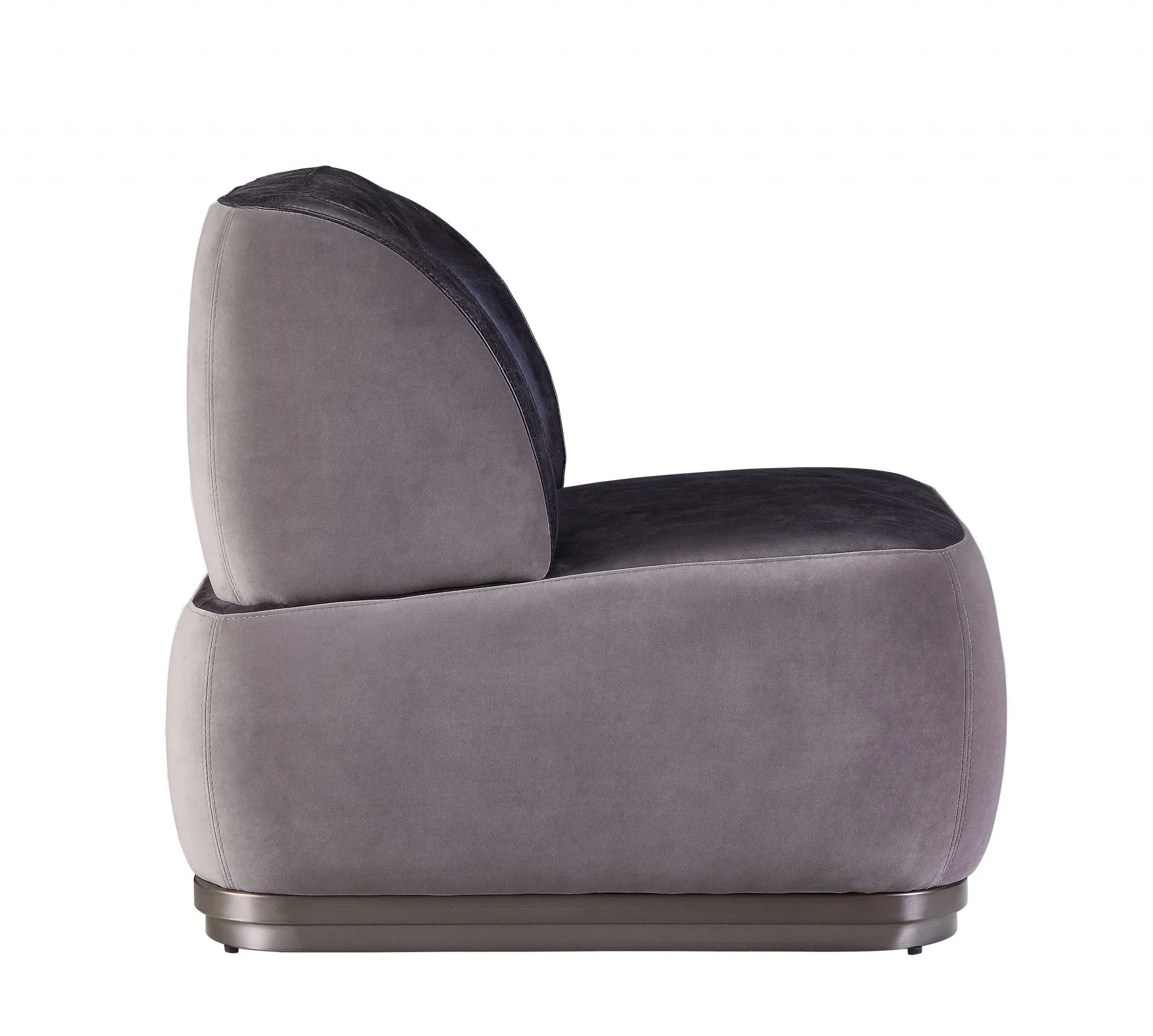 29" Antique Slate Gray Velvet And Brown Solid Color Slipper Chair By Homeroots