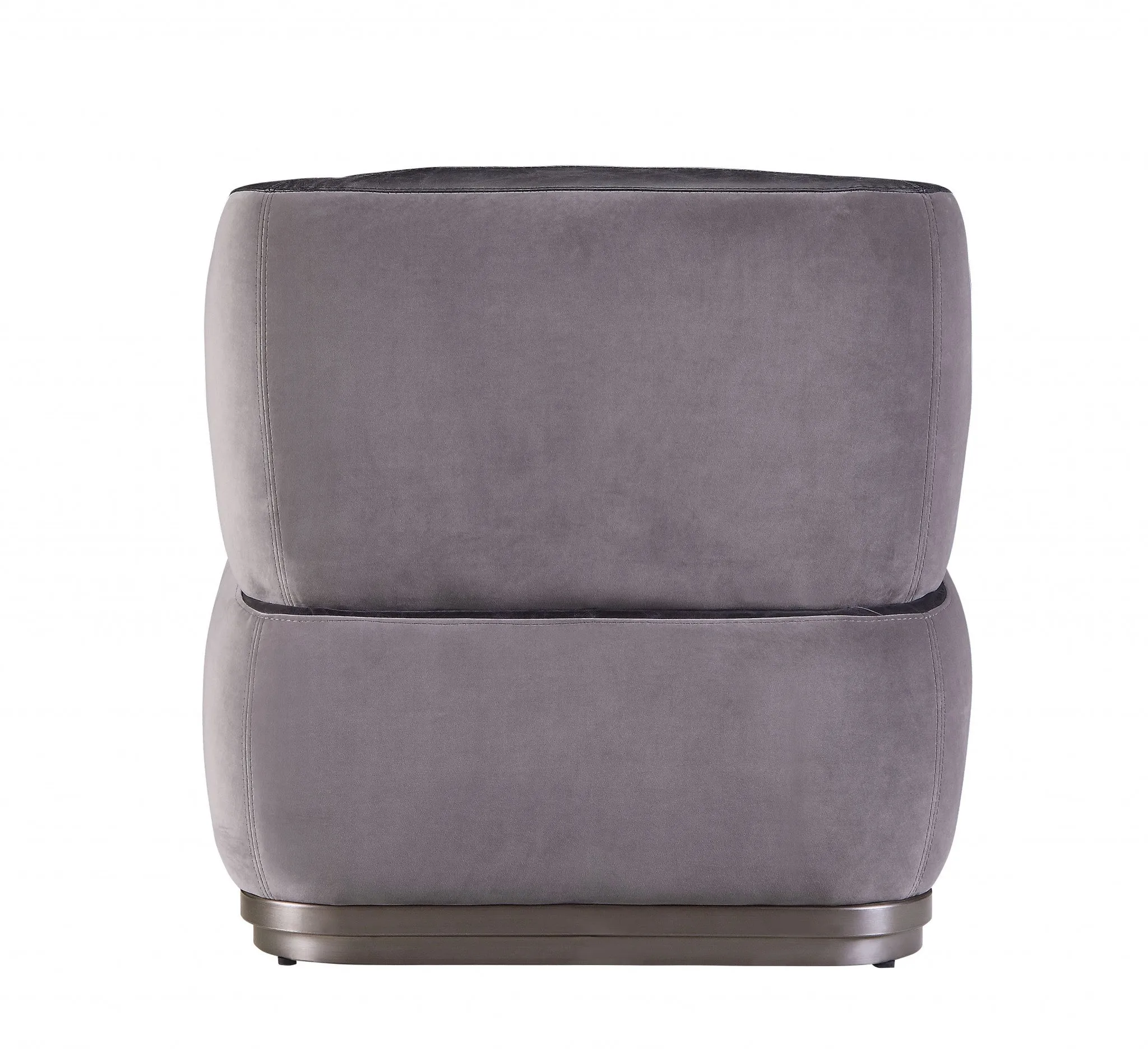 29" Antique Slate Gray Velvet And Brown Solid Color Slipper Chair By Homeroots