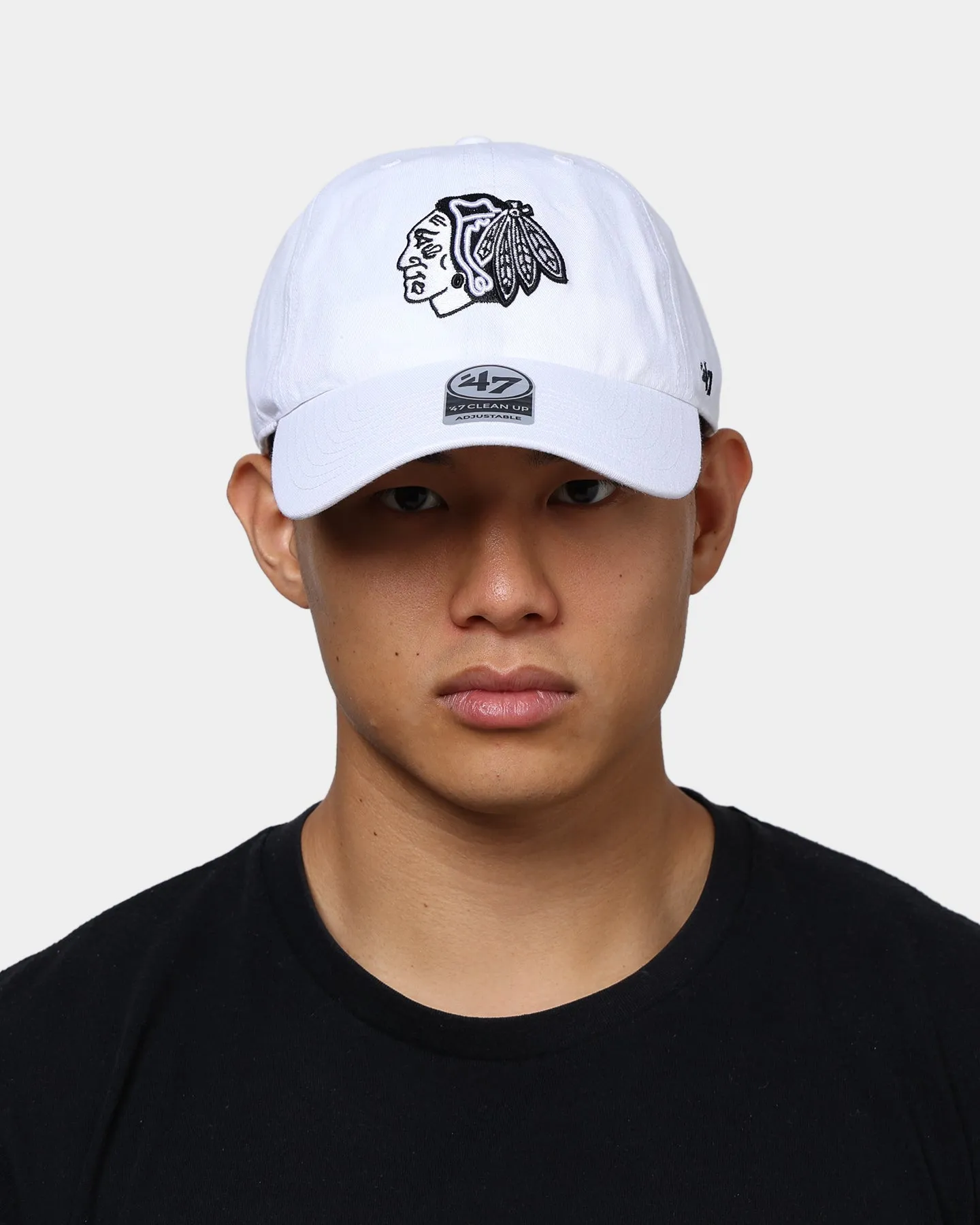 47 Brand Chicago Blackhawks Clean Up Strapback White/Black