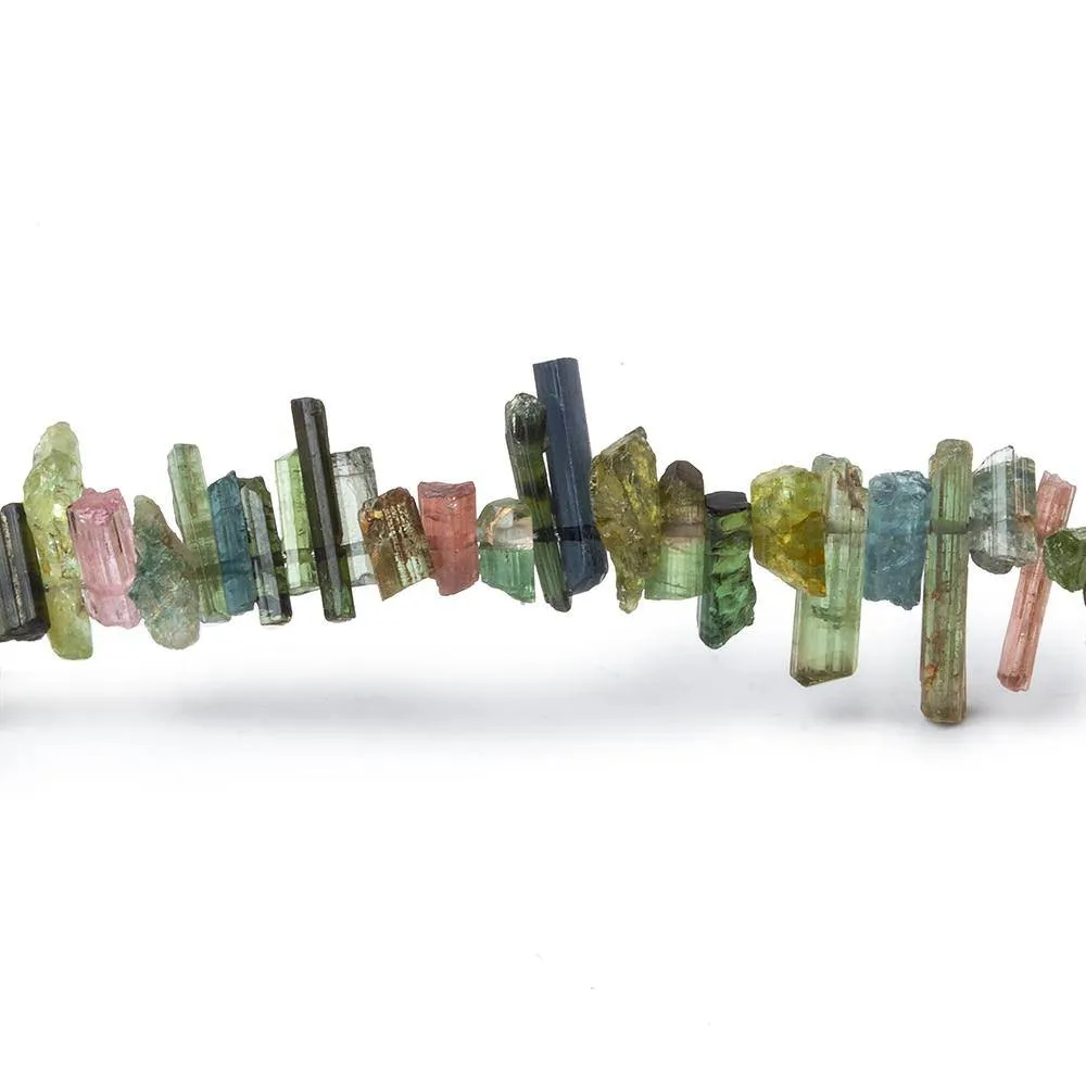 4x3-12x3mm Multi-Color Tourmaline Top Drill Natural Crystals 7 inch 95 beads