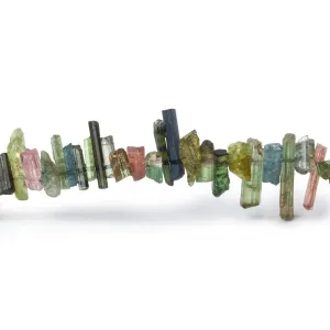 4x3-12x3mm Multi-Color Tourmaline Top Drill Natural Crystals 7 inch 95 beads