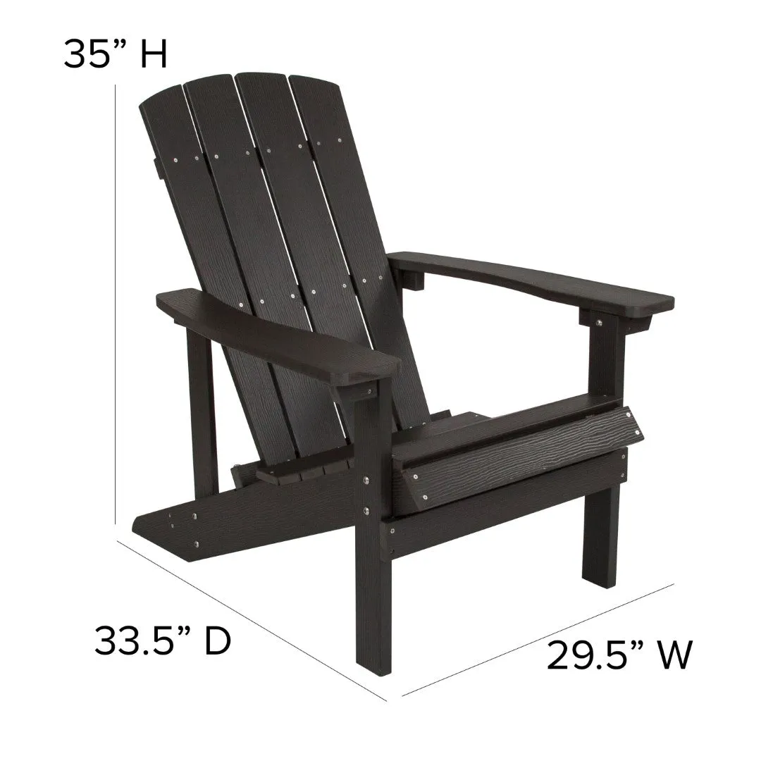 5 Piece Commercial Commercial Poly Resin Wood Adirondack Chair Set with Fire Pit - Star and Moon Fire Pit with Mesh Cover