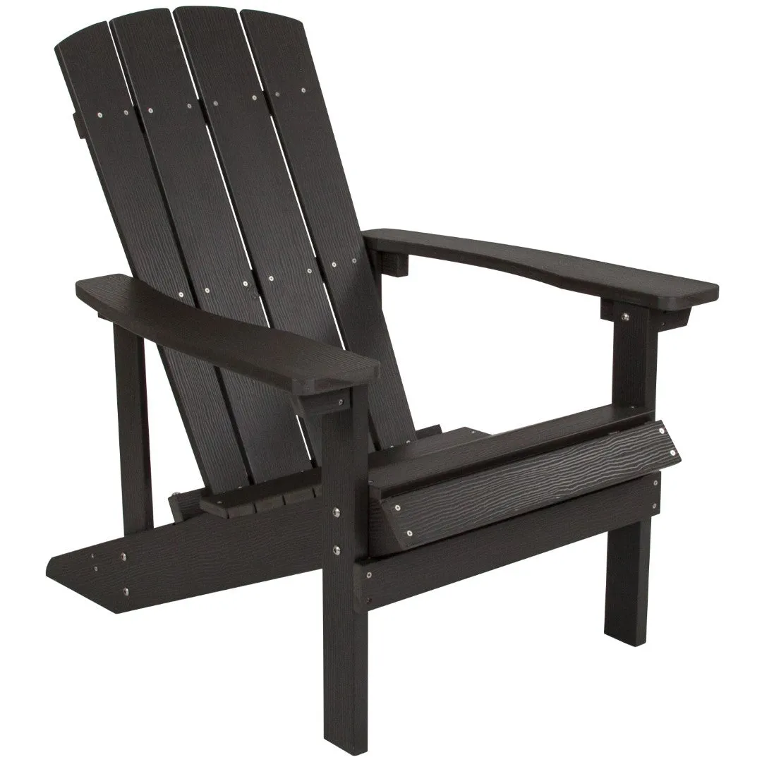 5 Piece Commercial Commercial Poly Resin Wood Adirondack Chair Set with Fire Pit - Star and Moon Fire Pit with Mesh Cover
