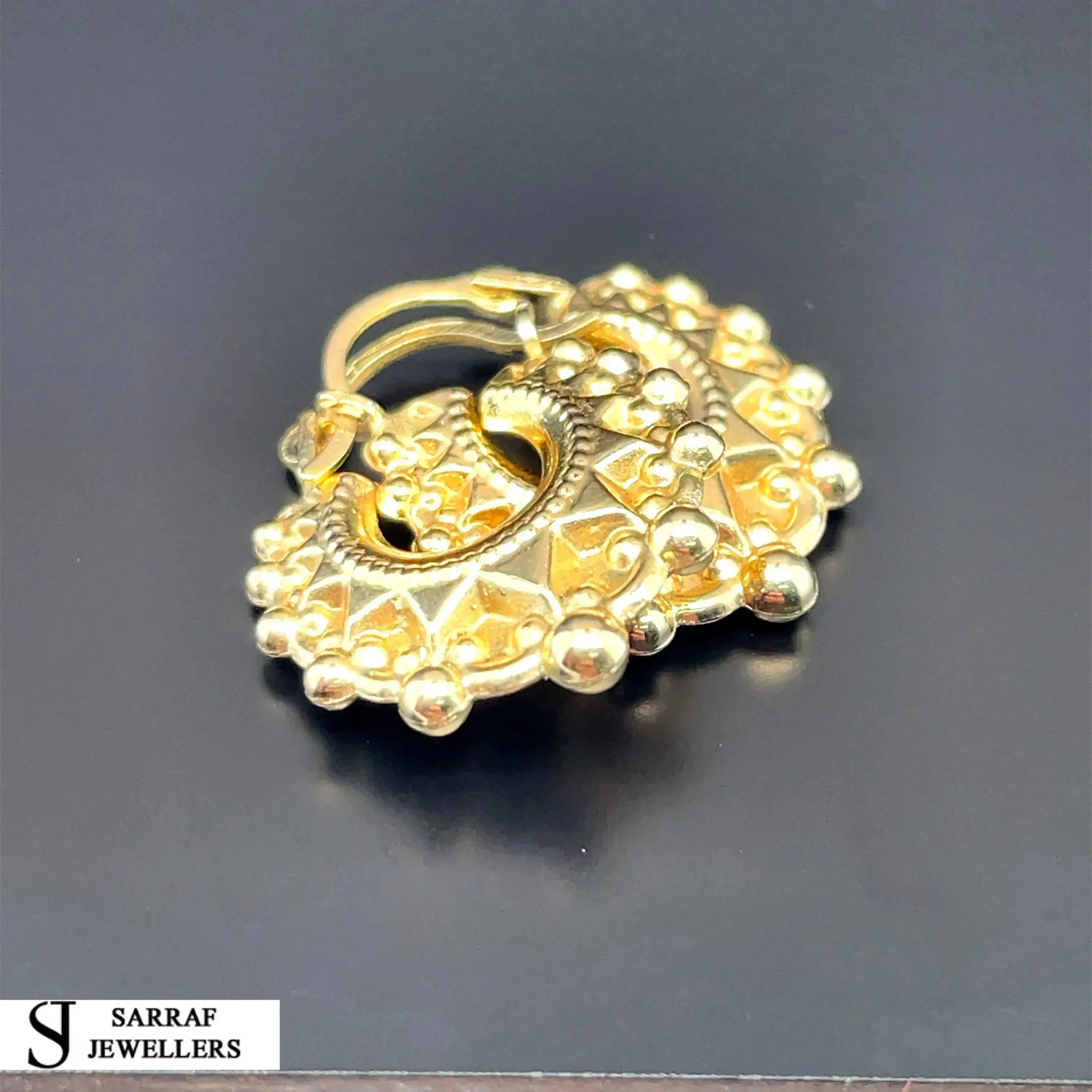 9ct Yellow Gold Victorian Creole Earring Plain Spike Design - 15mm | Shop Online Sarraf Jewellers UK