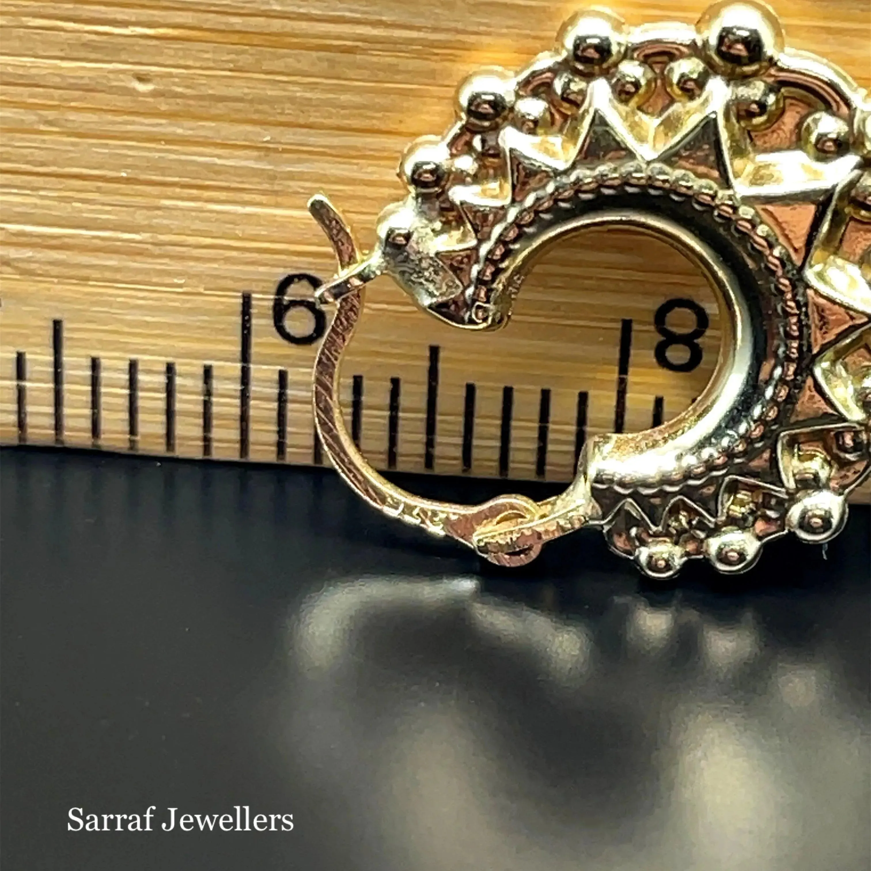 9ct Yellow Gold Victorian Creole Earring Plain Spike Design - 15mm | Shop Online Sarraf Jewellers UK