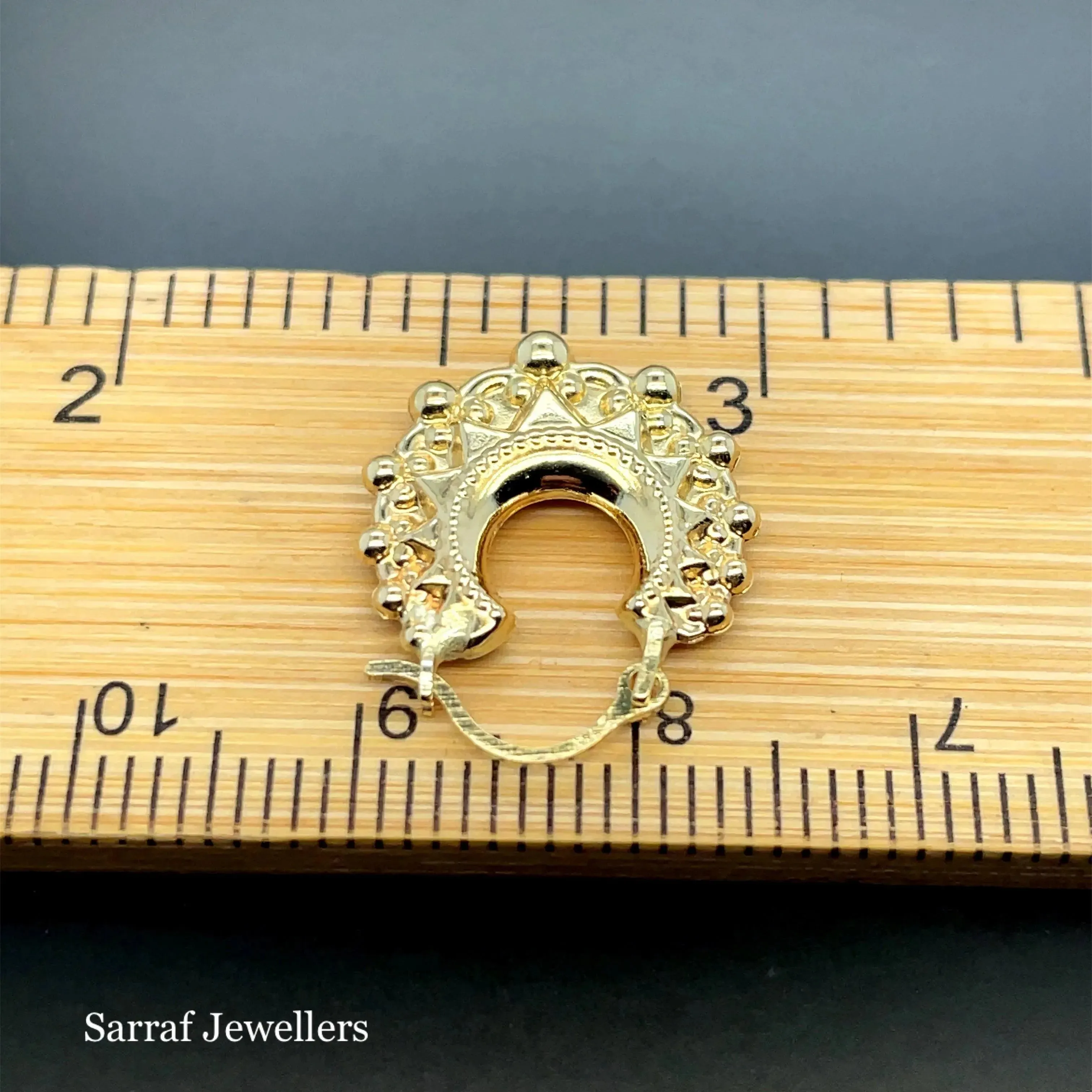 9ct Yellow Gold Victorian Creole Earring Plain Spike Design - 15mm | Shop Online Sarraf Jewellers UK