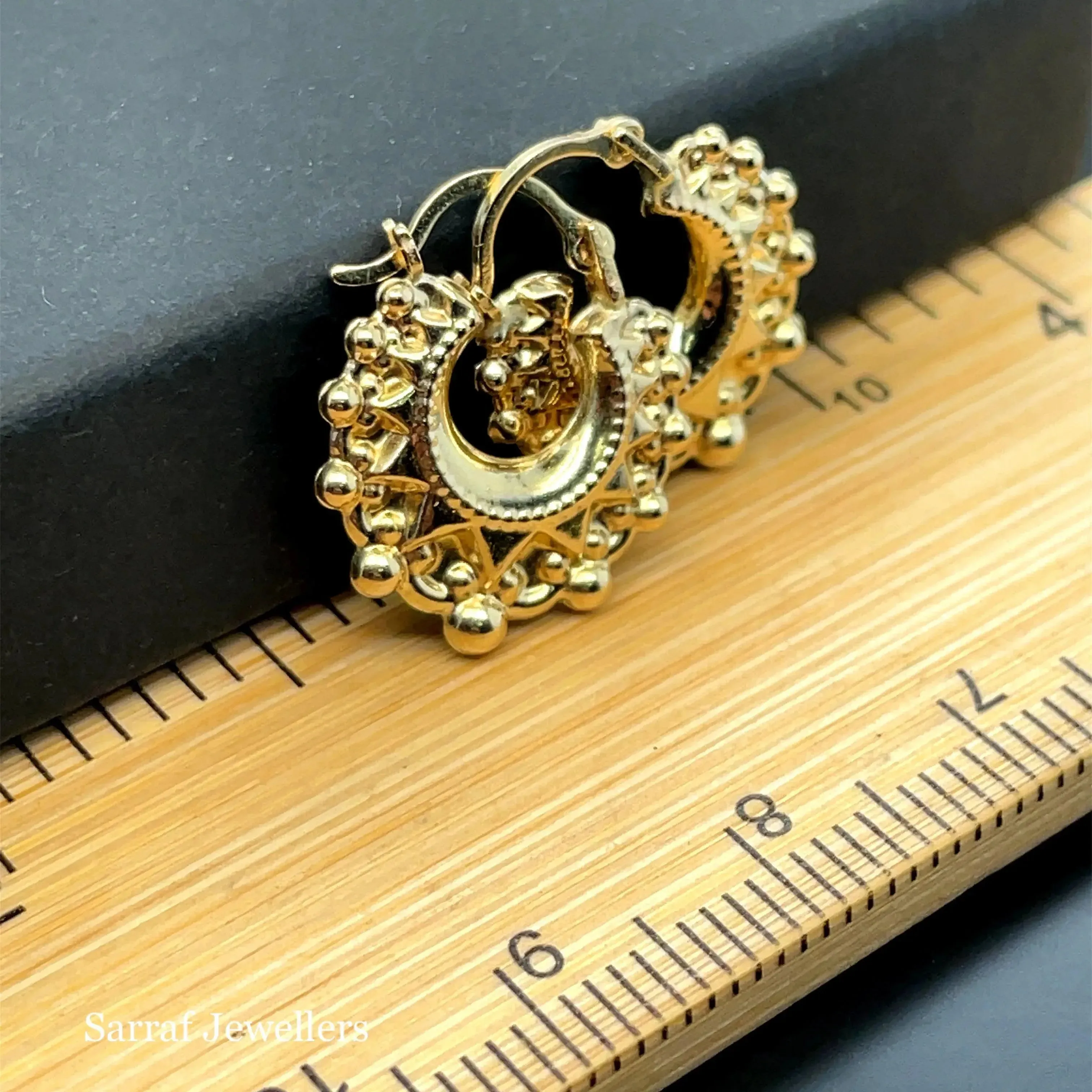9ct Yellow Gold Victorian Creole Earring Plain Spike Design - 15mm | Shop Online Sarraf Jewellers UK