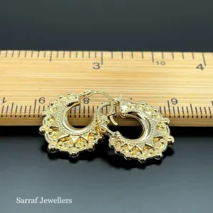9ct Yellow Gold Victorian Creole Earring Plain Spike Design - 15mm | Shop Online Sarraf Jewellers UK