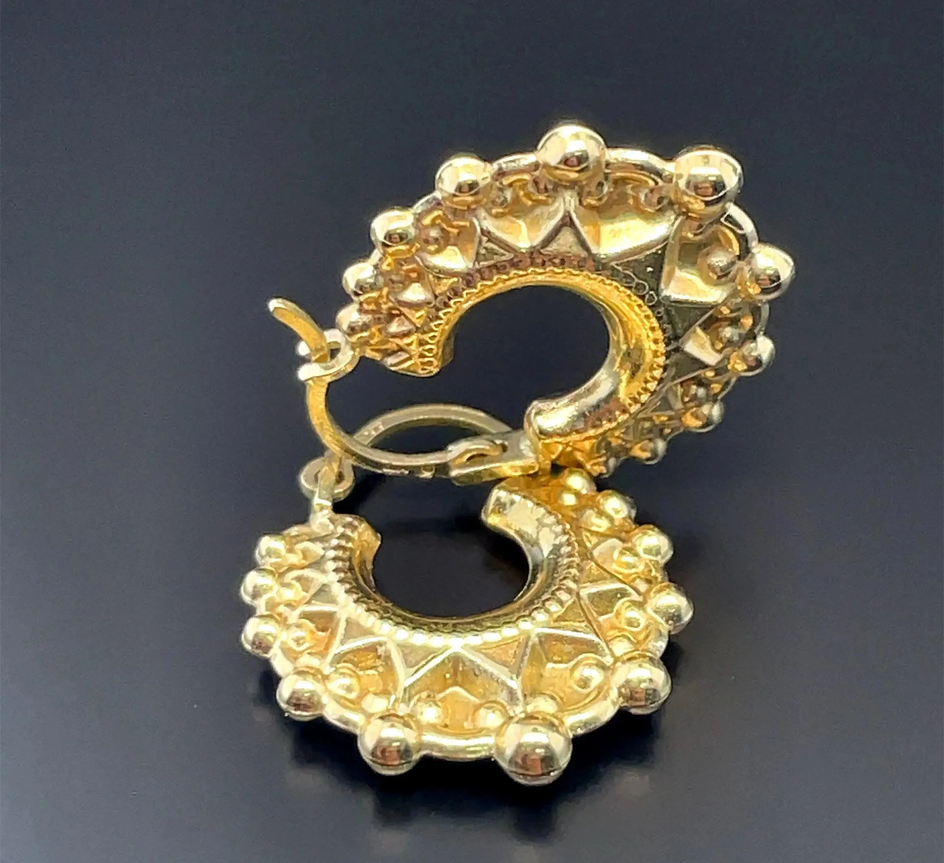 9ct Yellow Gold Victorian Creole Earring Plain Spike Design - 15mm | Shop Online Sarraf Jewellers UK