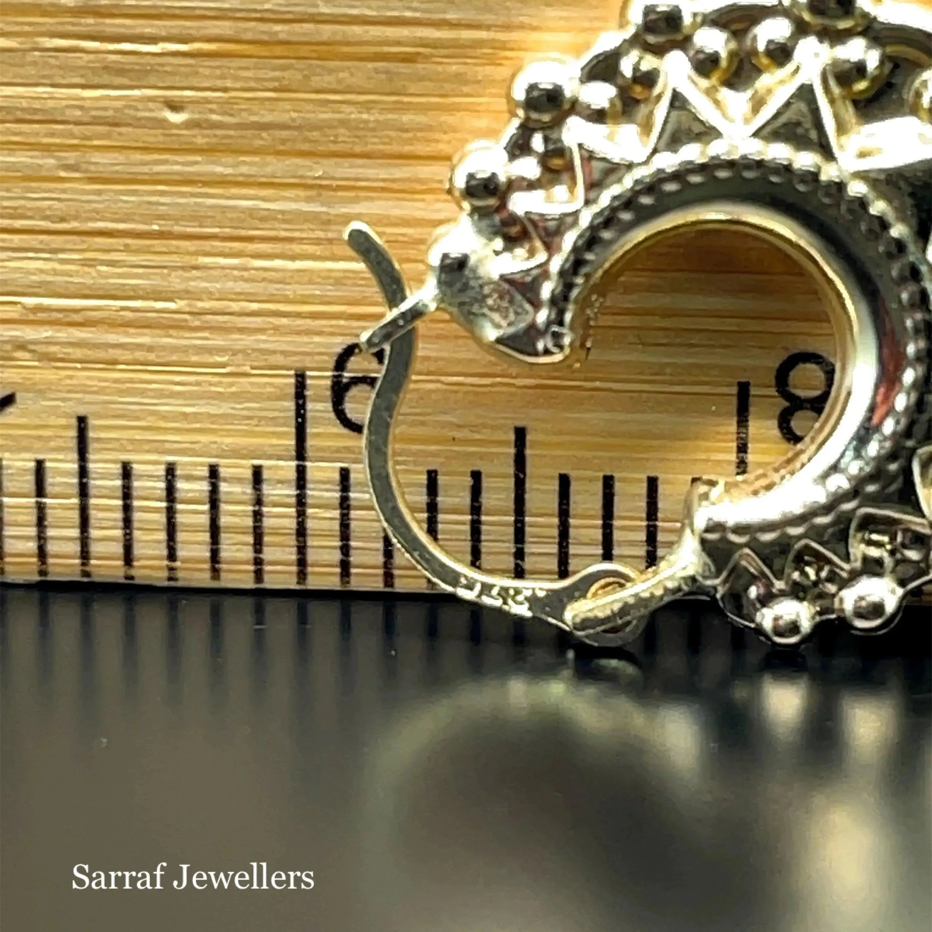 9ct Yellow Gold Victorian Creole Earring Plain Spike Design - 15mm | Shop Online Sarraf Jewellers UK