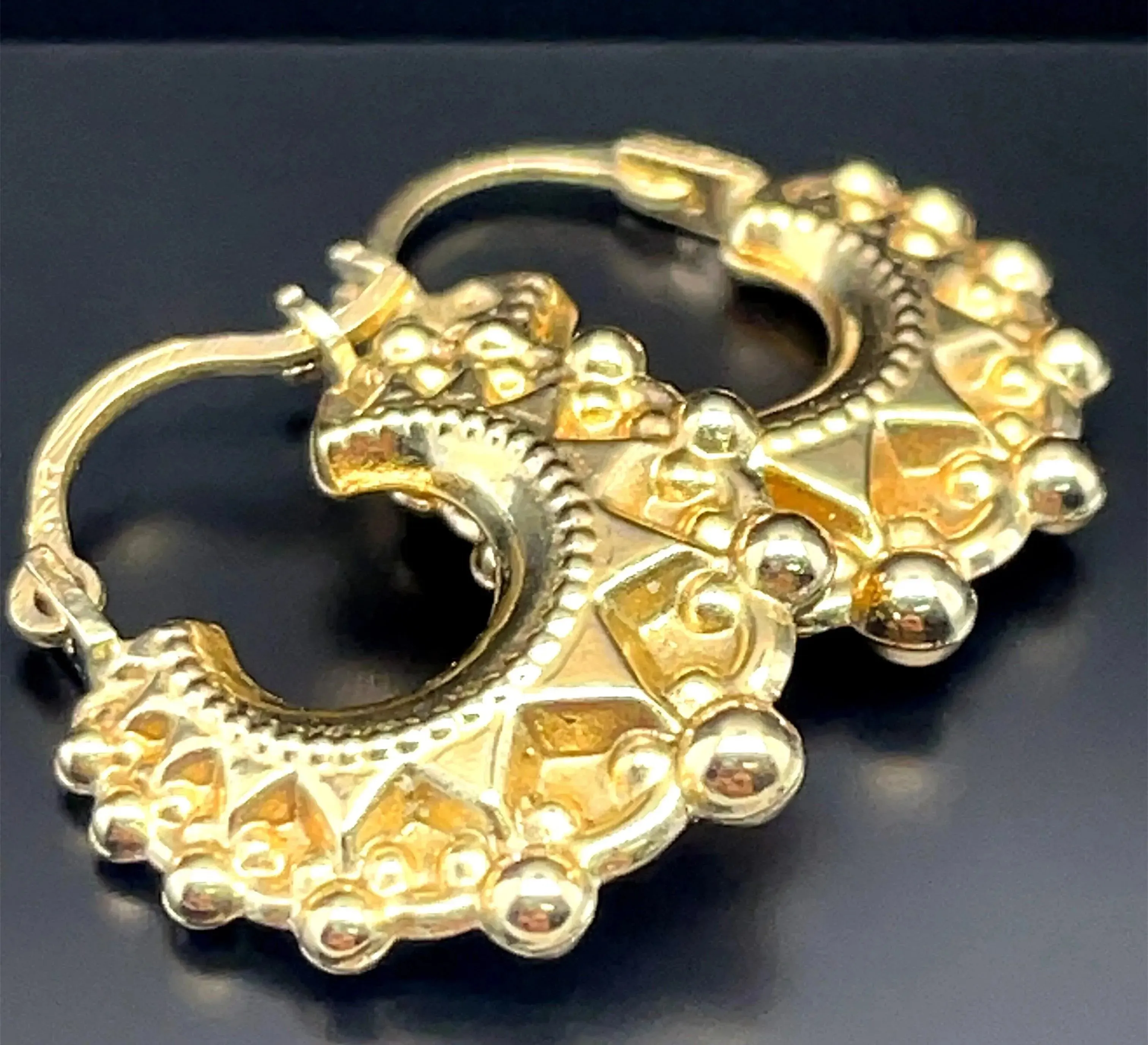 9ct Yellow Gold Victorian Creole Earring Plain Spike Design - 15mm | Shop Online Sarraf Jewellers UK