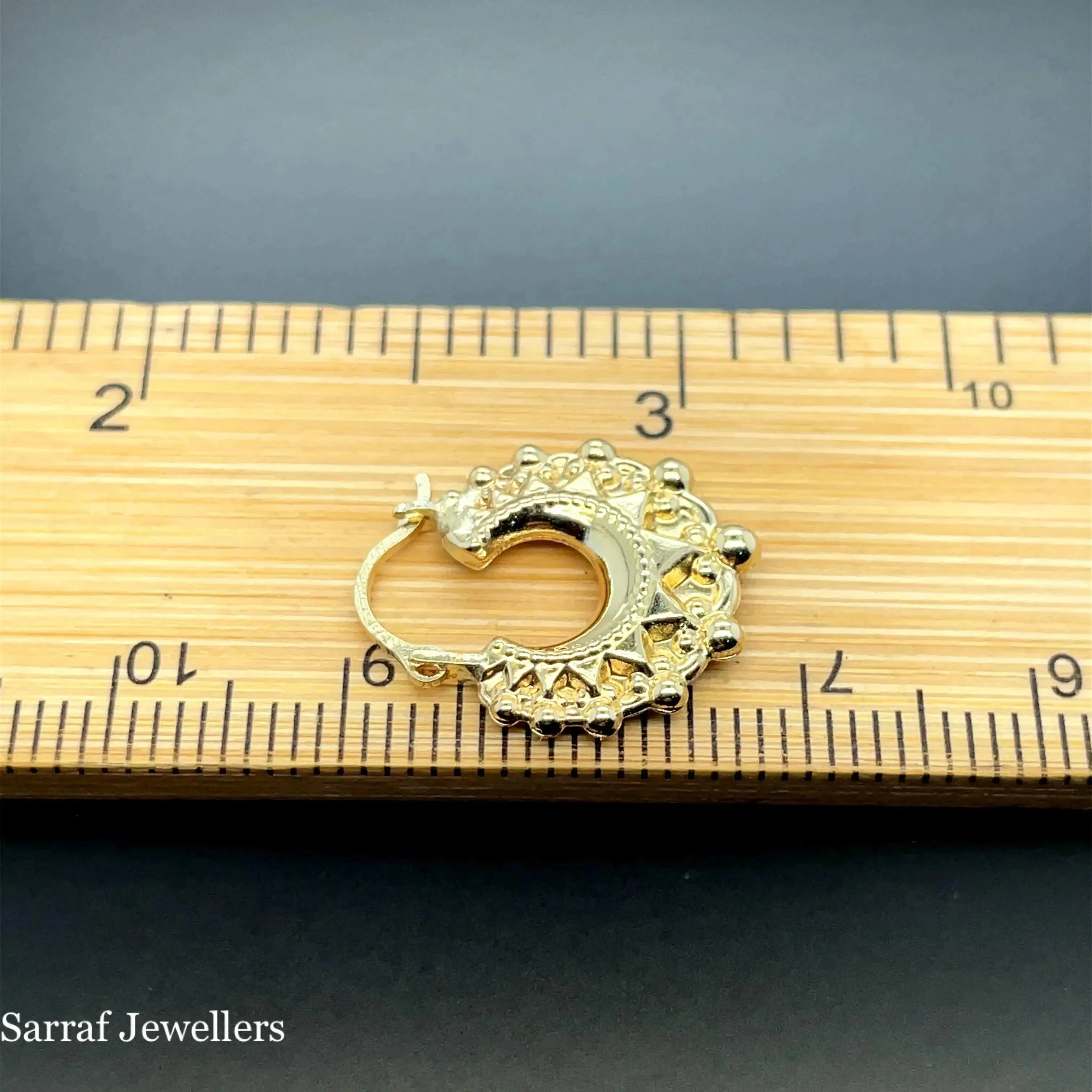 9ct Yellow Gold Victorian Creole Earring Plain Spike Design - 15mm | Shop Online Sarraf Jewellers UK