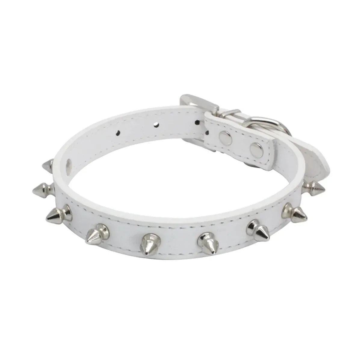Adjustable PU Leather Spiked Pet Collar - Punk Rivet Design for Cats & Small Dogs