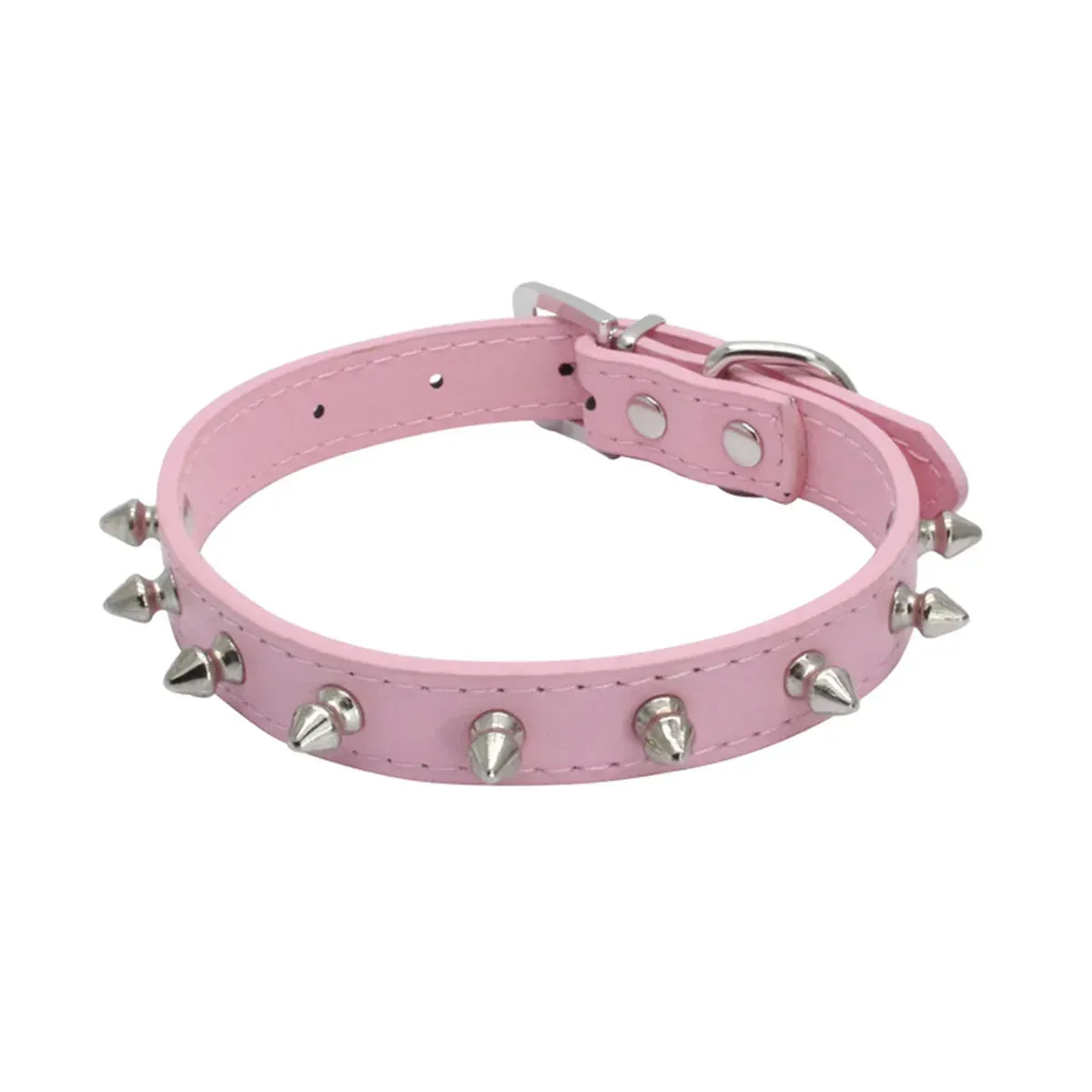 Adjustable PU Leather Spiked Pet Collar - Punk Rivet Design for Cats & Small Dogs