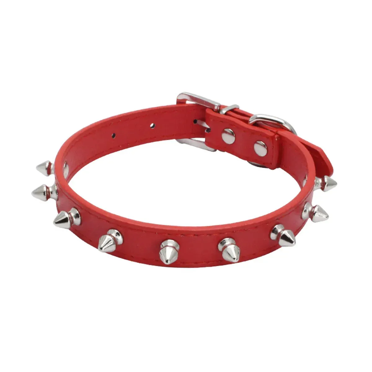 Adjustable PU Leather Spiked Pet Collar - Punk Rivet Design for Cats & Small Dogs