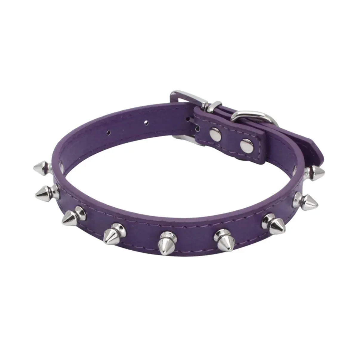 Adjustable PU Leather Spiked Pet Collar - Punk Rivet Design for Cats & Small Dogs