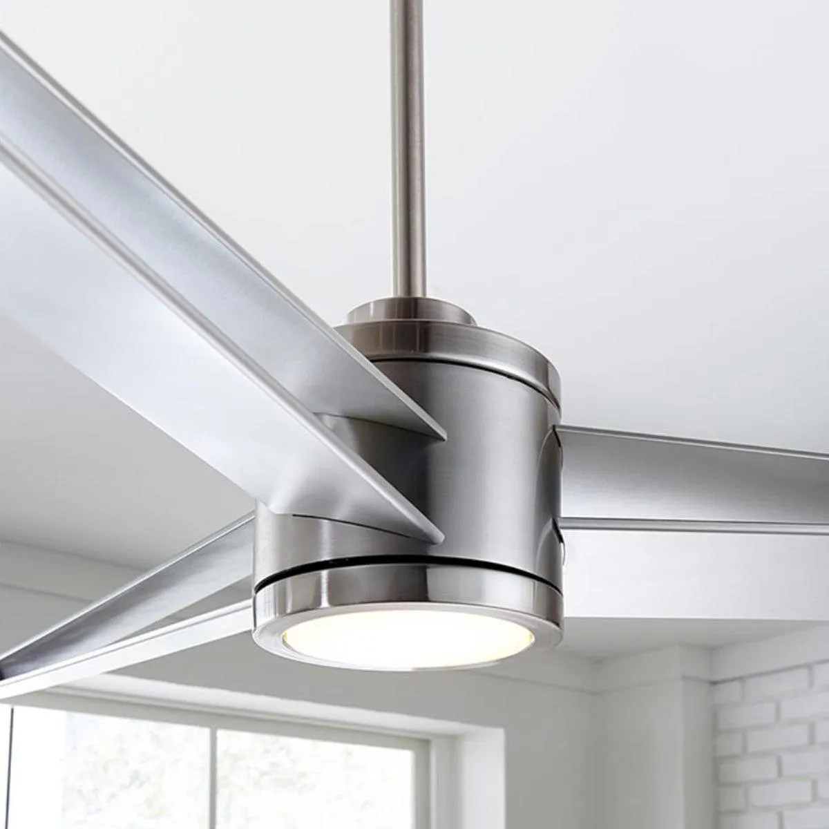 Armstrong 60 Inch Brushed Steel LED Damp Rated Ceiling Fan with Remote