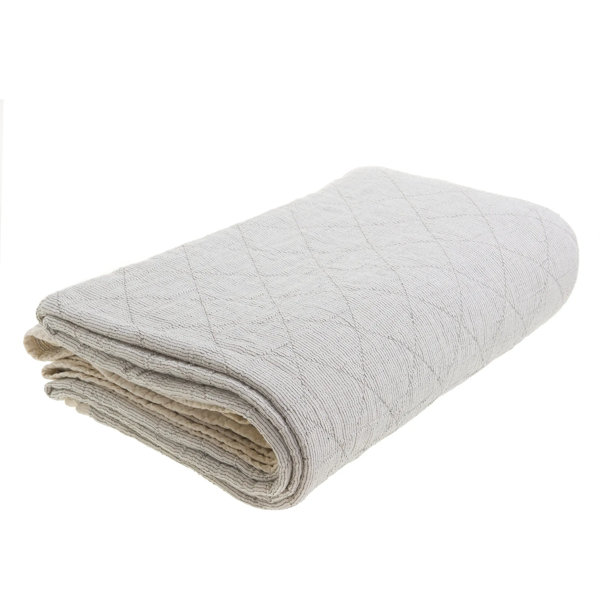 Black and Natural Stripe 100% Cotton Quilted Throw