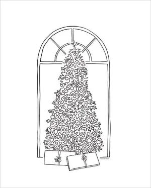 BRO329 - Christmas Tree Line Drawing - 12x16
