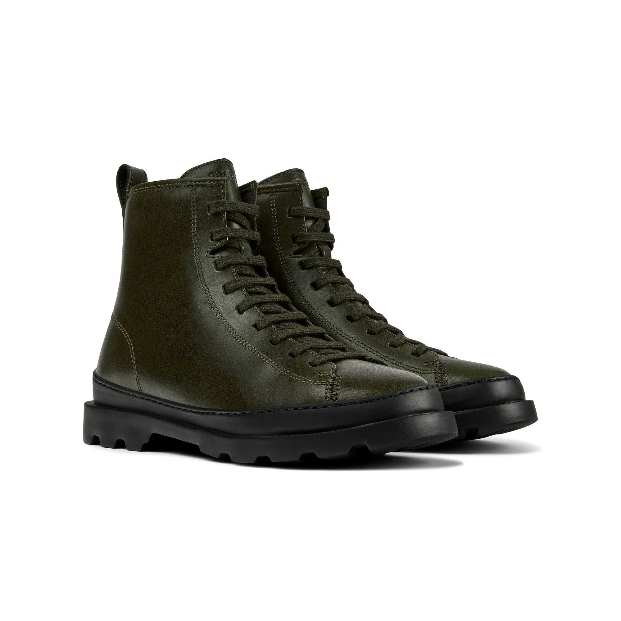 Camper K400325-033 Ladies Olive Green Leather Zip & Lace Ankle Boots