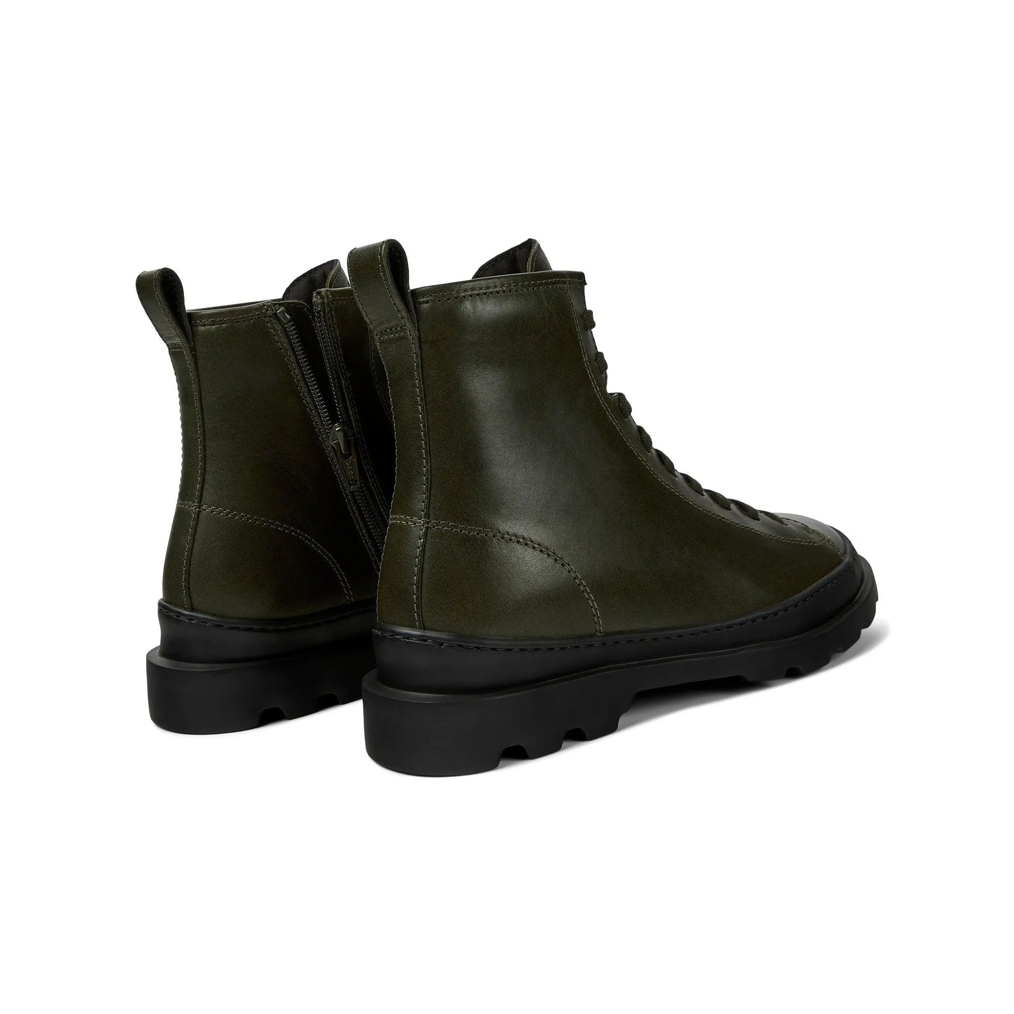 Camper K400325-033 Ladies Olive Green Leather Zip & Lace Ankle Boots