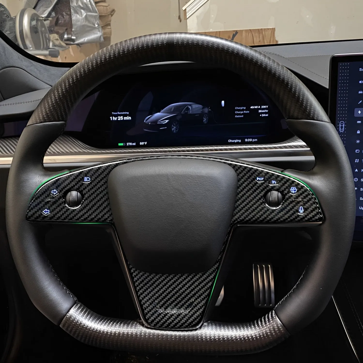 Carbon Fiber Steering Wheel Cover For Tesla Model S / X 2021 