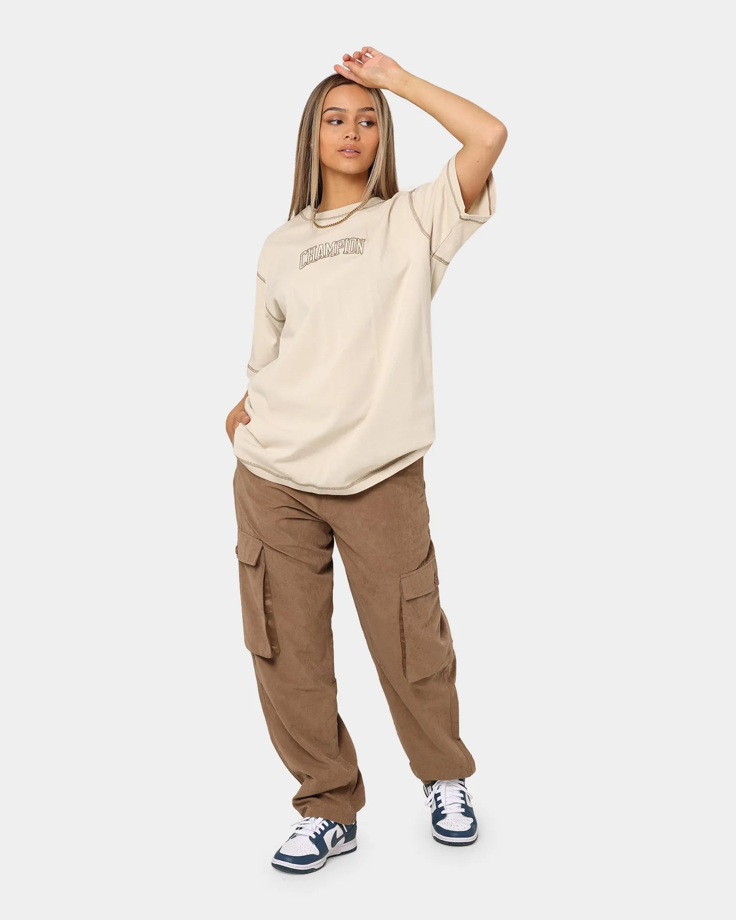 Champion Women's Hi-Tech Contrast Stitch T-Shirt Pebblestone