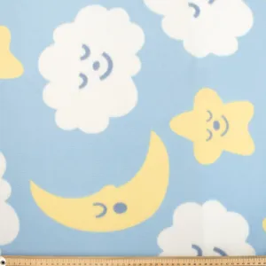 Clouds & Stars on Light Blue Printed Polar Fleece Design 213