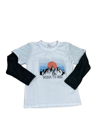 Cozii L/S 2fer Charcoal Born to Ski