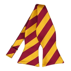Crimson Red and Golden Yellow Striped Self-Tie Bow Tie
