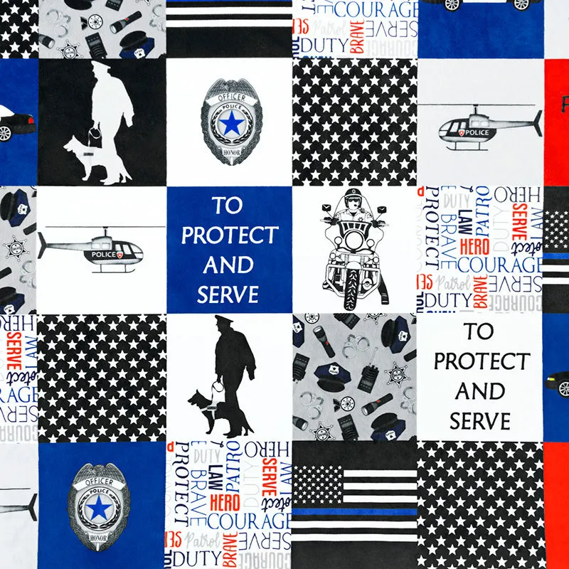 Cuddle® Prints - Police Blue Line Digitally Printed Minky Yardage