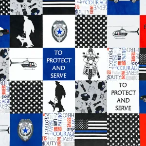 Cuddle® Prints - Police Blue Line Digitally Printed Minky Yardage