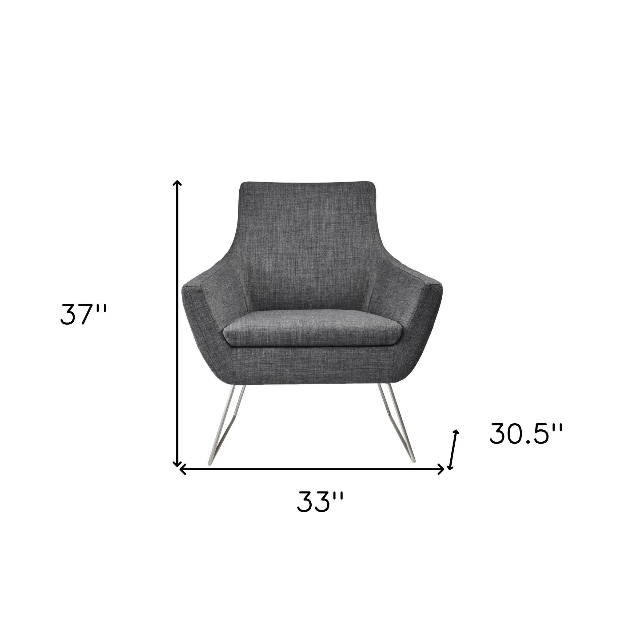Dark Grey Upholstered Armchair By Homeroots