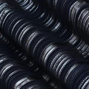 Dark Navy Blue Color Heavy Crush Satin Foil Fabric