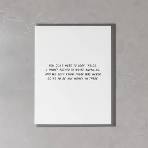 Don't Need to Look Inside Card