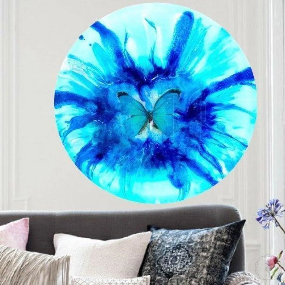 Dreaming Butterfly. Abstract Ocean. Round ACRYLIC PLEXIGLASS ROUND