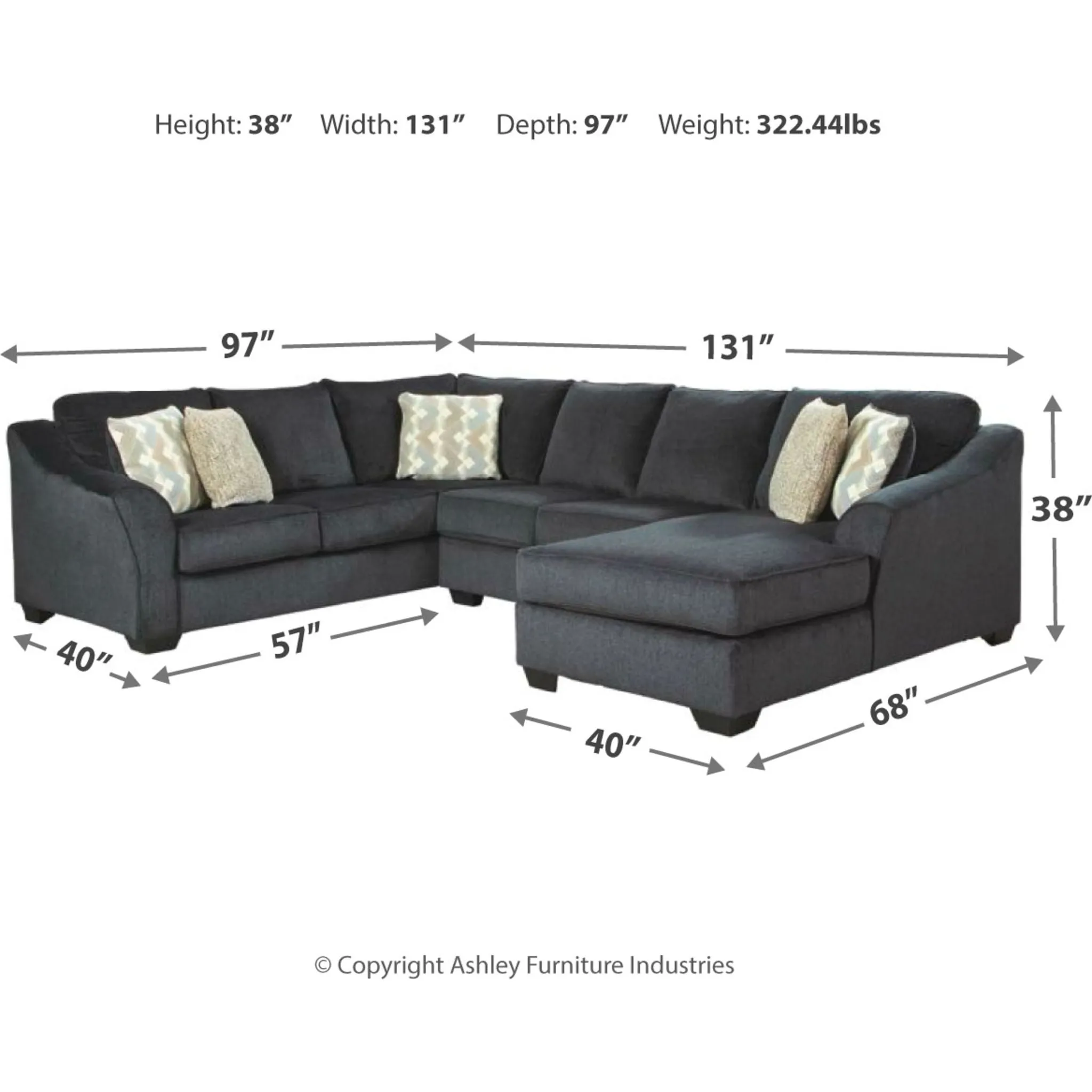 Eltmann 3 Piece Sectional with Chaise