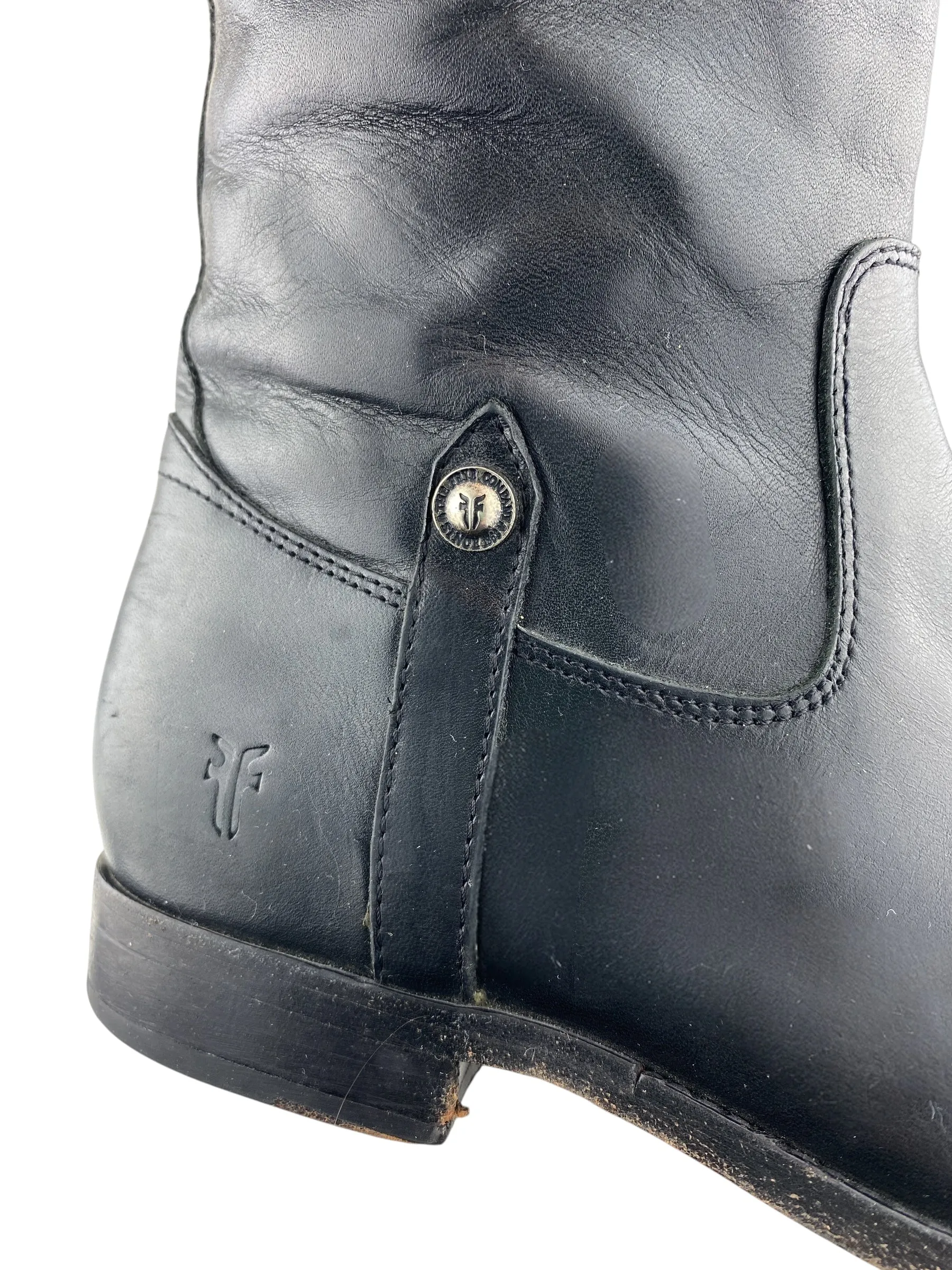 Frye Women's Melissa Tab Tall Leather Riding Boots Black Size 9.5