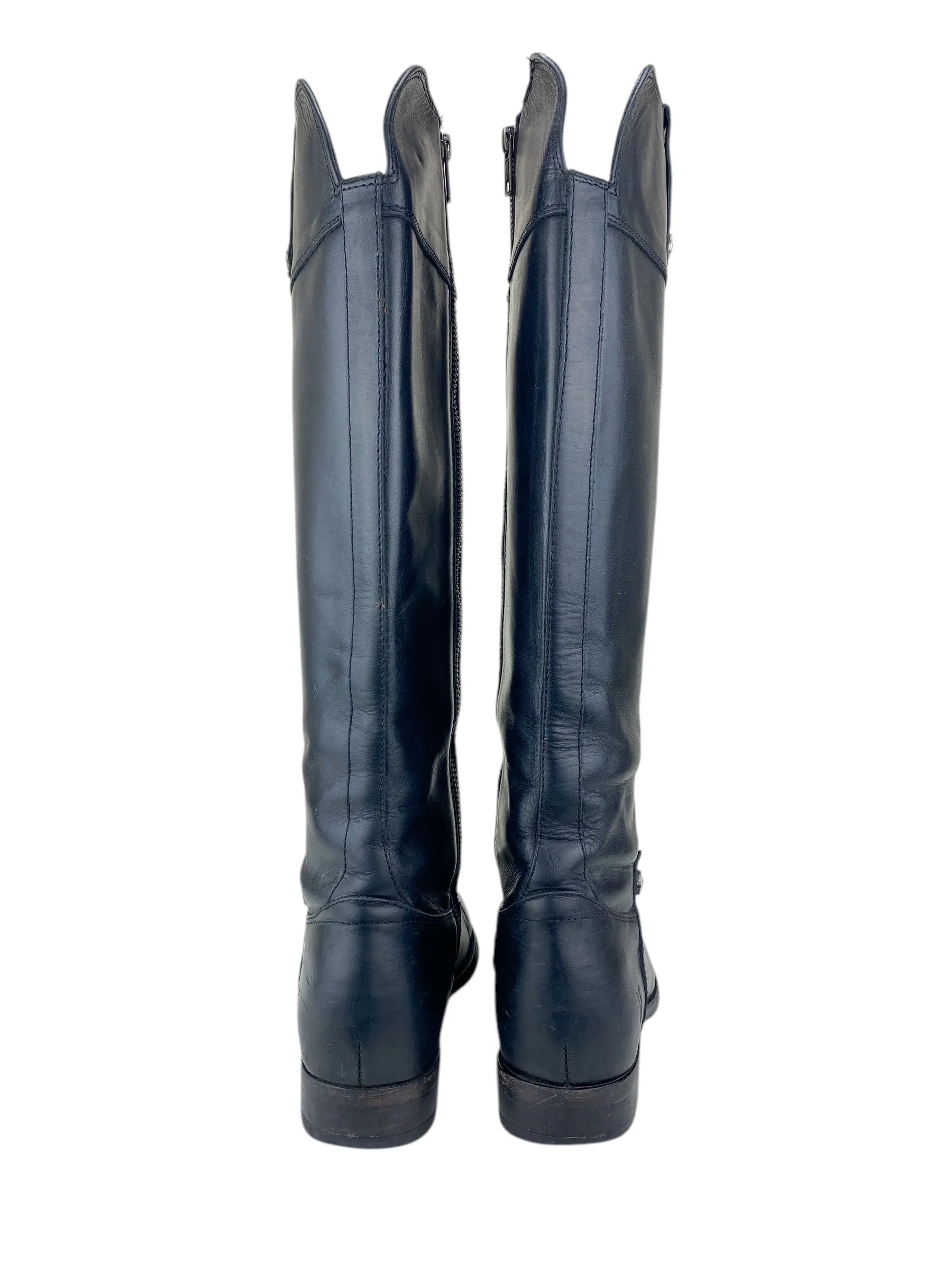 Frye Women's Melissa Tab Tall Leather Riding Boots Black Size 9.5