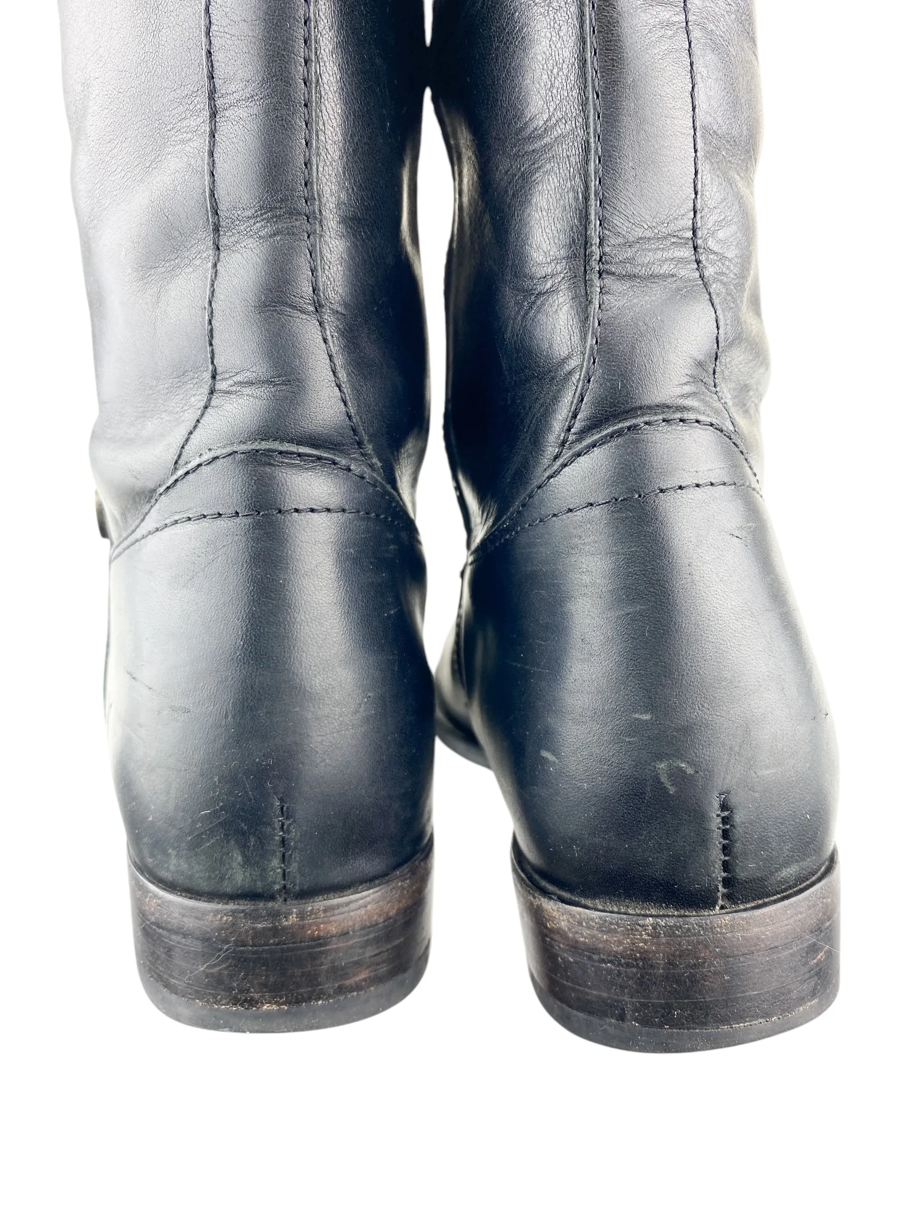 Frye Women's Melissa Tab Tall Leather Riding Boots Black Size 9.5