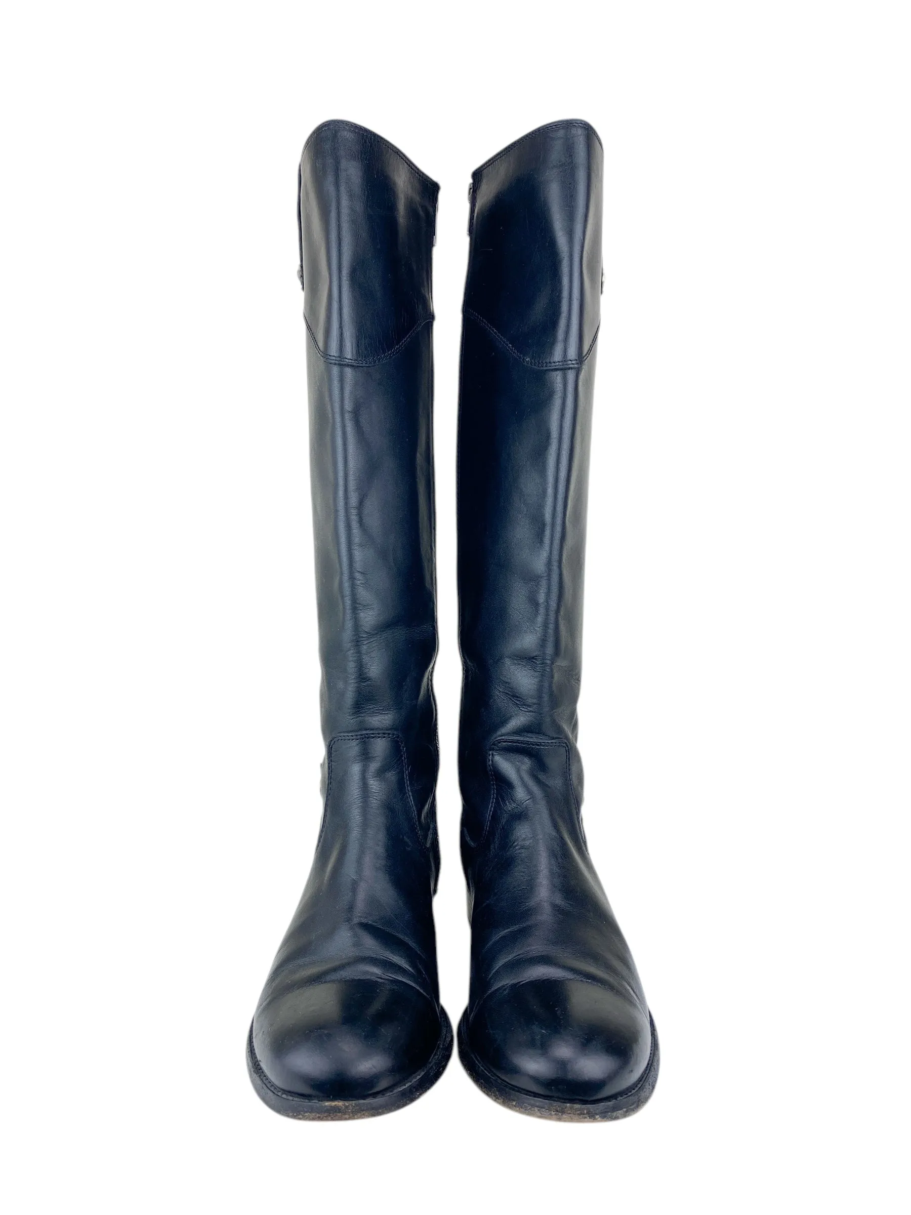 Frye Women's Melissa Tab Tall Leather Riding Boots Black Size 9.5