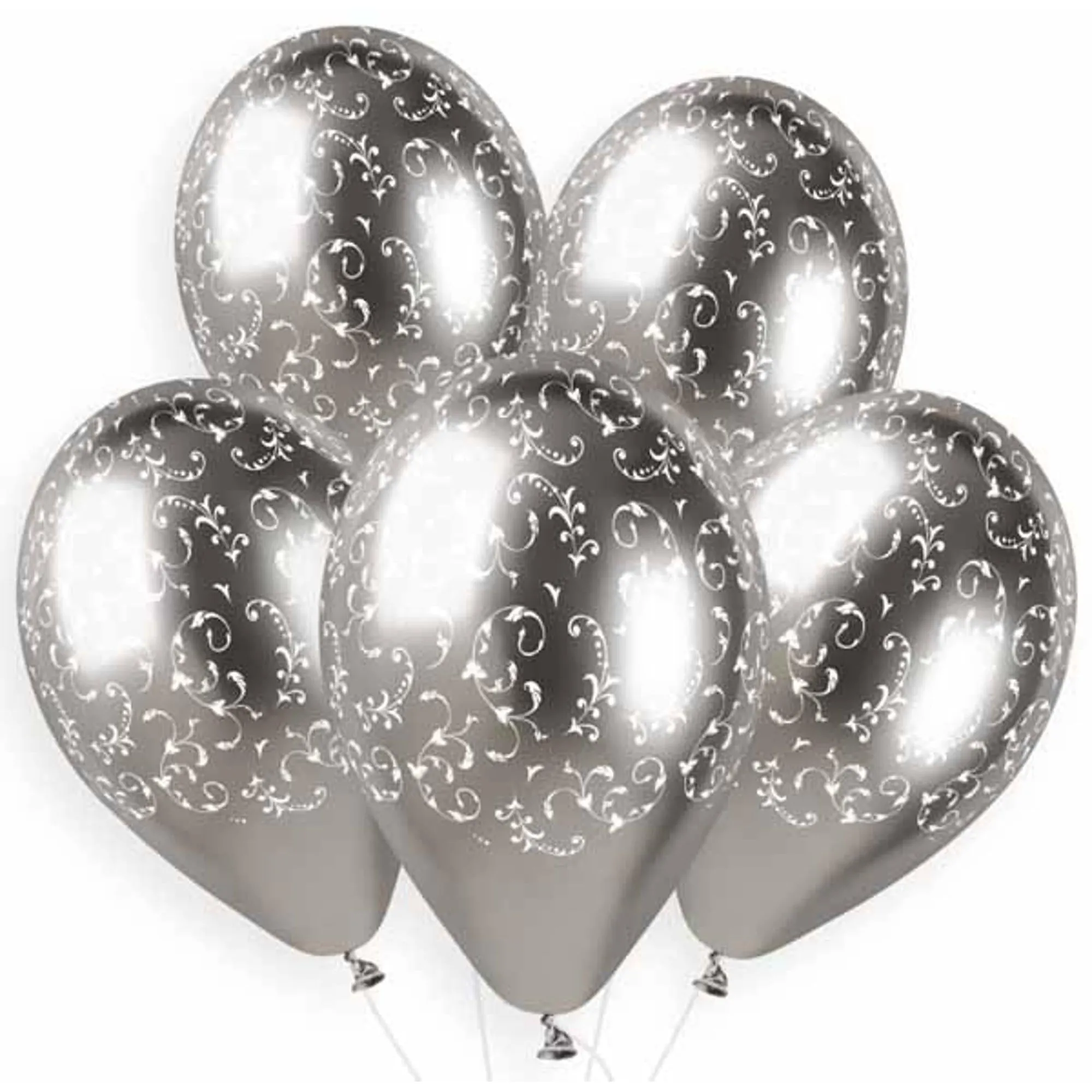 Gemar Shiny Silver Filigree Balloons (25 Pack)
