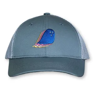 Ghost Trucker Hat / Nimbostratus Polycotton Blend with Cloud Mesh and Neptune Ghost