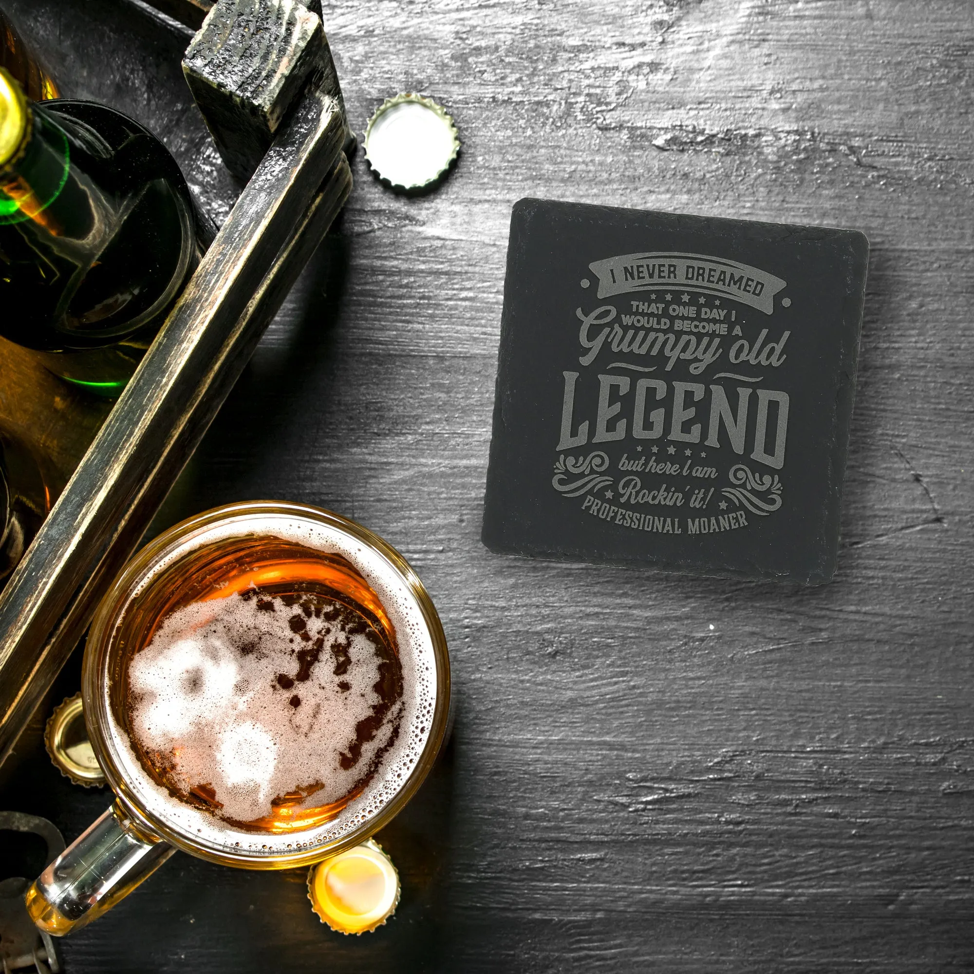 Grumpy 4" Slate Coaster