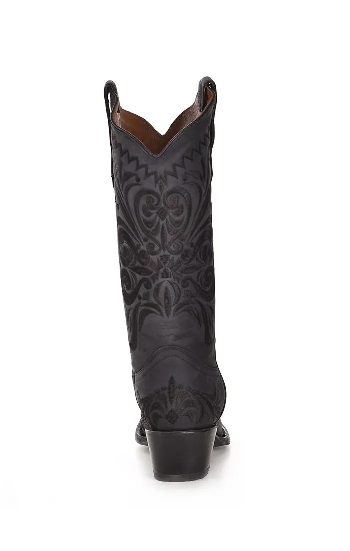 L5433 - Circle G black western cowgirl leather boots for women