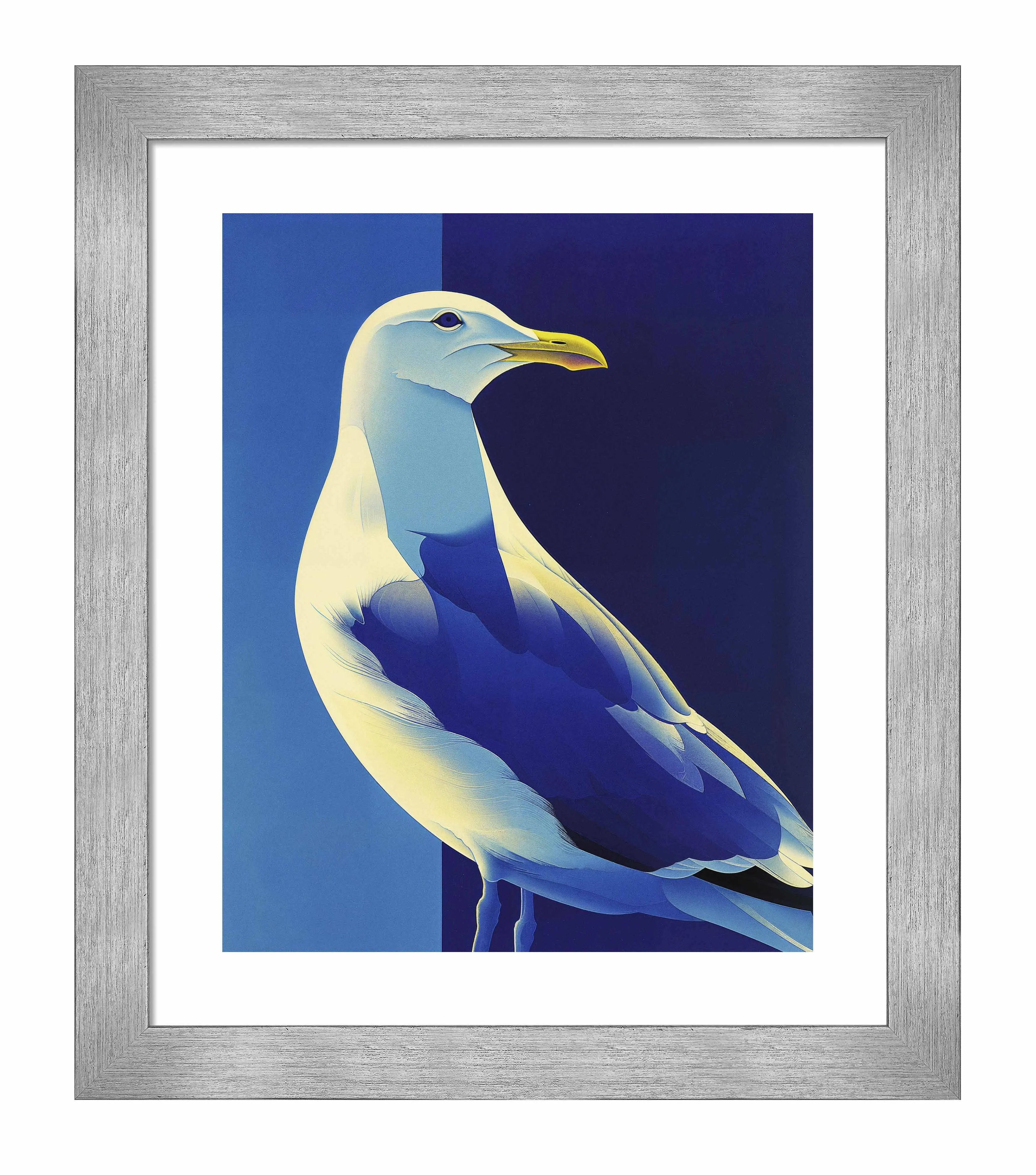 Luminous Sentinel - Seagull in Azure Light - Art Prints